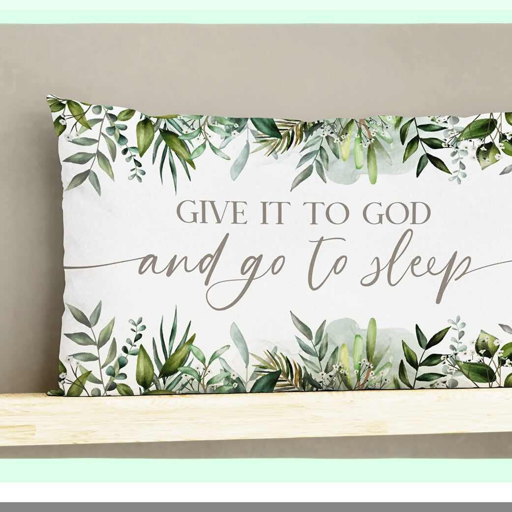 Eucalyptus Blessings Throw Pillow Case - Watercolor Decorative Cushion Cover for Christians - Home Living Room Bedroom Couch Sofa - Housewarming Gift