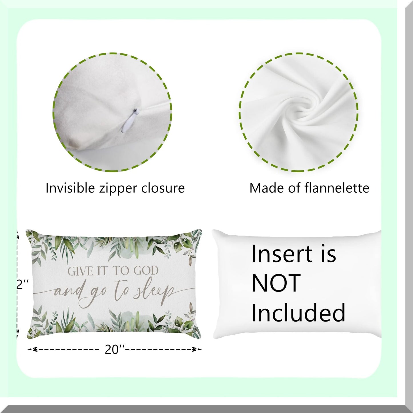 Eucalyptus Blessings Throw Pillow Case - Watercolor Decorative Cushion Cover for Christians - Home Living Room Bedroom Couch Sofa - Housewarming Gift