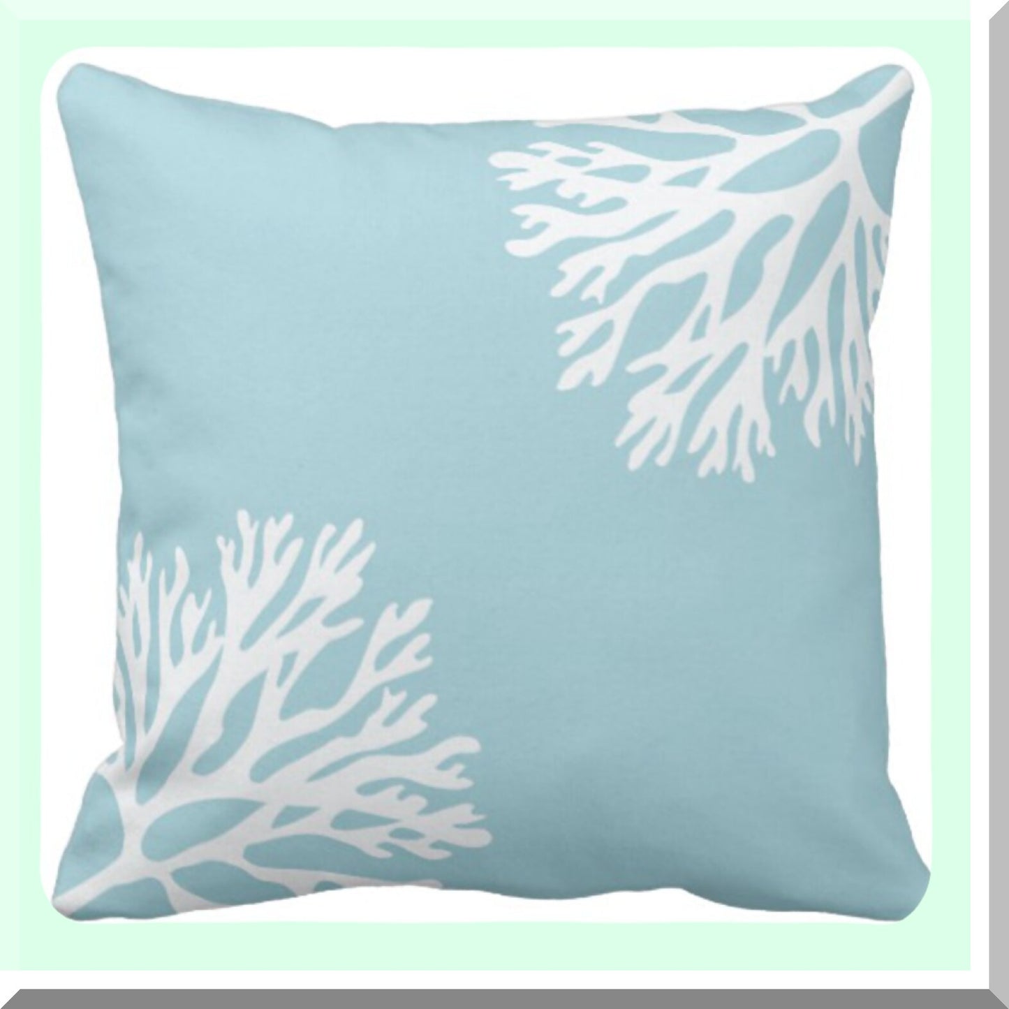 Coral Silhouette Sea Blue Pillowcase - Decorative Throw Pillow Cover for Home Decor, Square 20 x 20 Inch Cushion Case