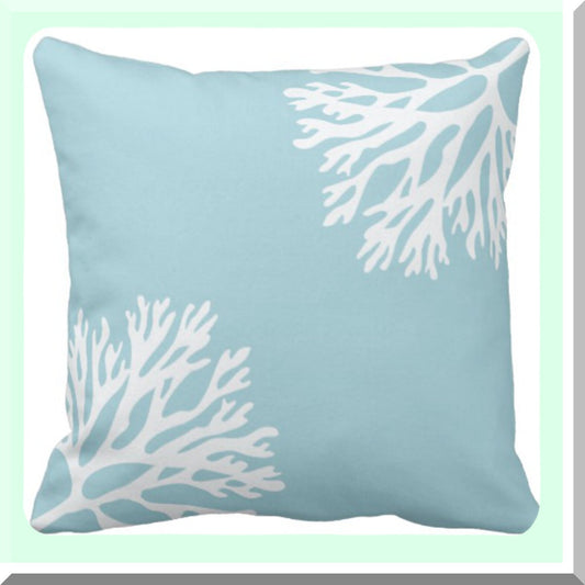 Coral Silhouette Sea Blue Pillowcase - Decorative Throw Pillow Cover for Home Decor, Square 20 x 20 Inch Cushion Case