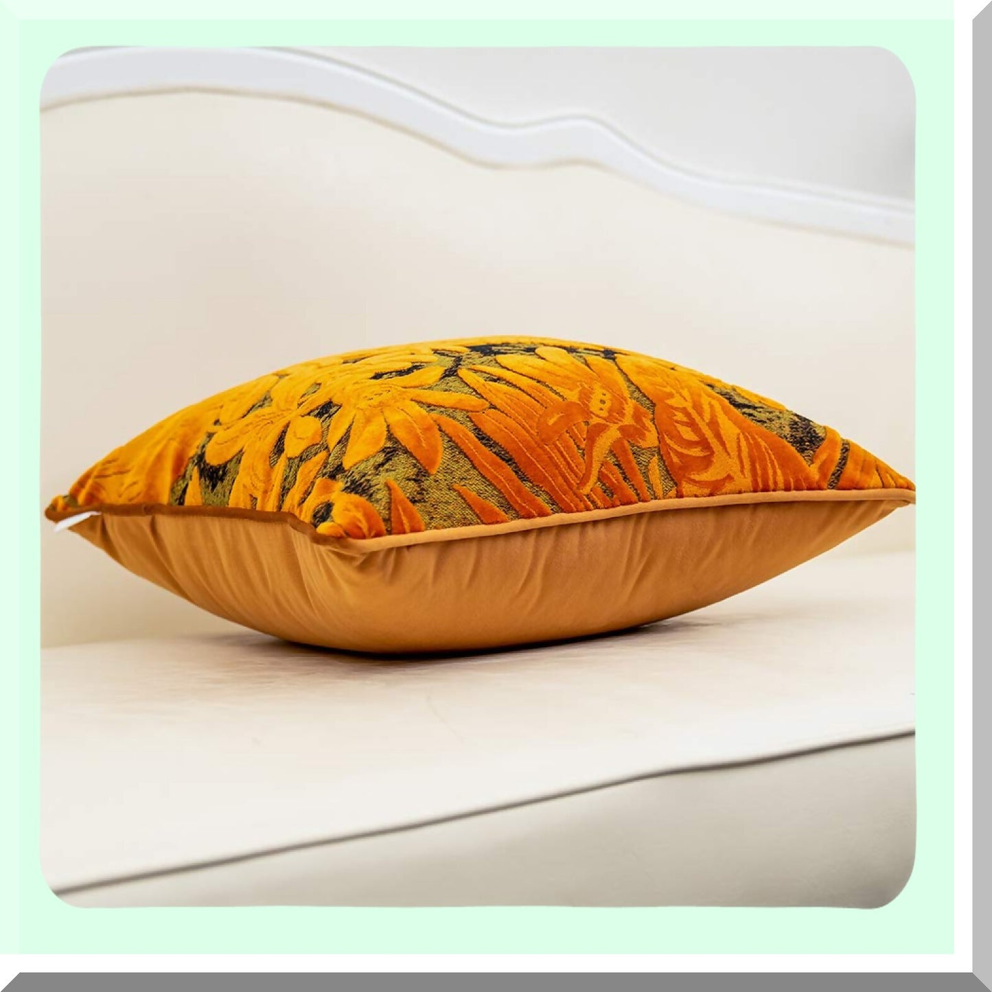 Maple Leaf Velvet Lumbar Pillow Cover - Modern Luxury Decorative Cushion Case for Couch, Sofa, Living Room, Bedroom, Car - 18x18 Inch Orange Square