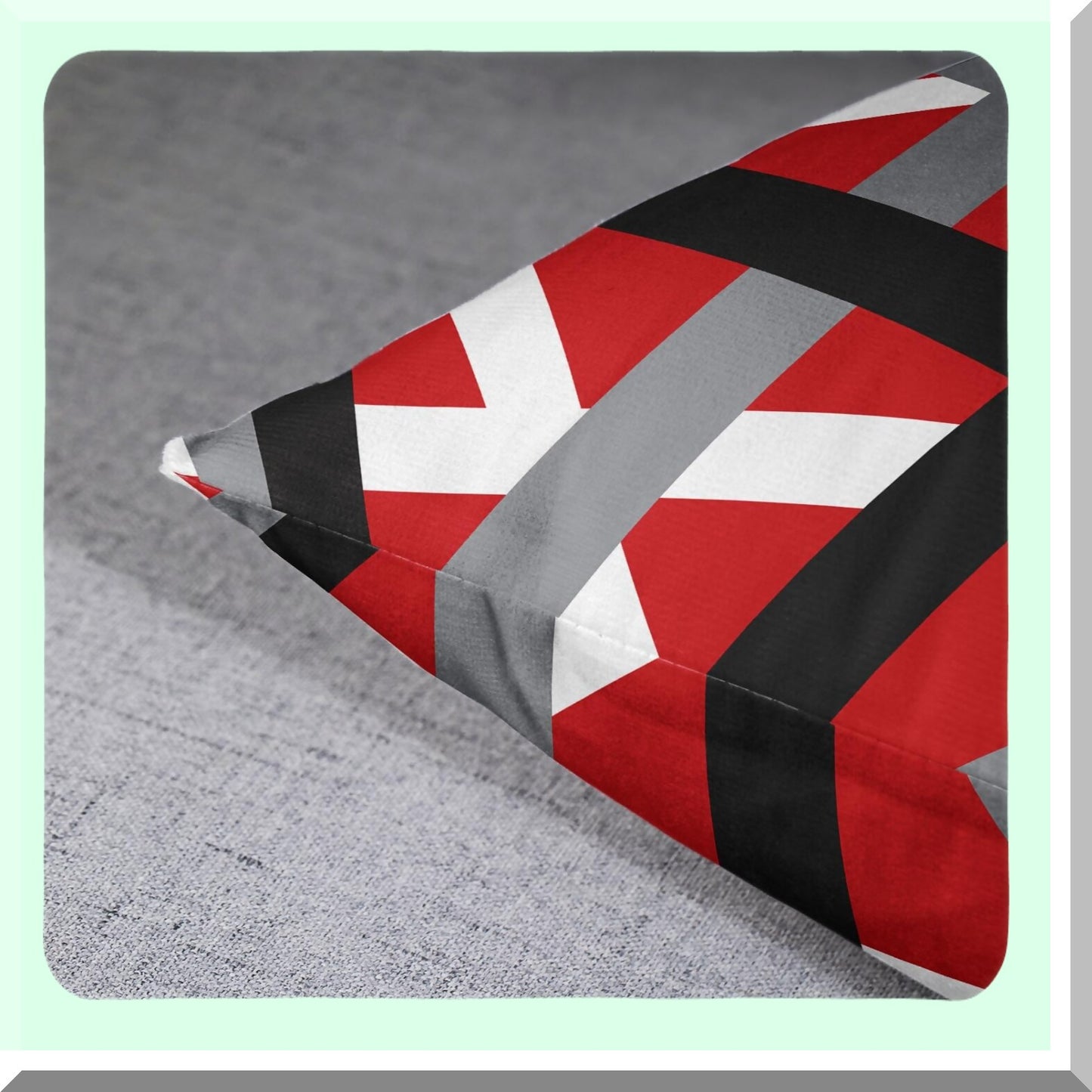 Retro Stripes Pillowcase Set - Red Black 18x18 Inches Decorative Polyester Covers for Bed Sofa - Square Throw Pillow Covers - Set of 2