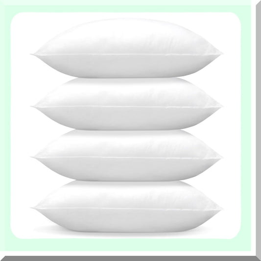 FluffLux 16x16 Pillow Inserts - Premium Square Throw Pillow Forms for Sofa Bed Couch - Decorative Sham Stuffer Set of 4 - Indoor Living Room Décor