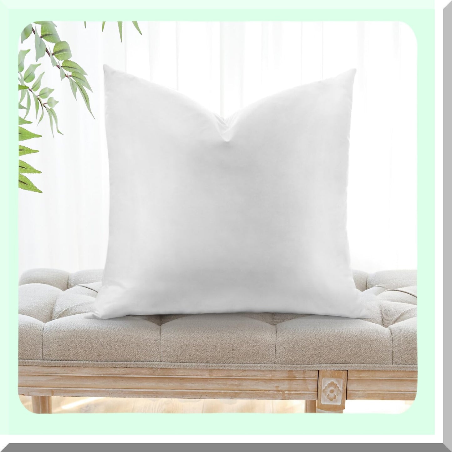 Fluffy Cotton Square Pillow Insert - Soft 20x20 Down Throw Pillow for Sofa Couch Bed - Decorative White Insert Pack - Fluffy Square Pillow