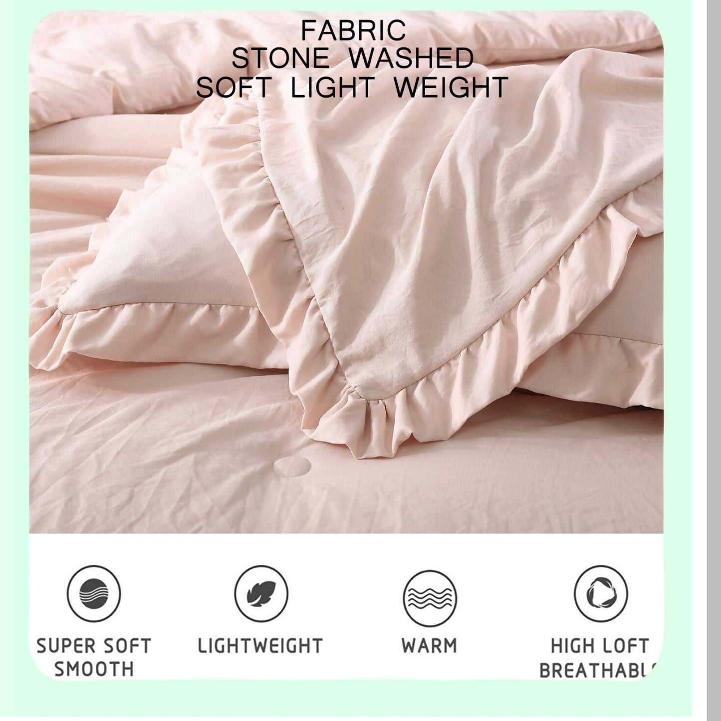 Blush RuffleSoft Microfiber Comforter Set - Full Size - 3-Piece Washed Edge Trim - Nora Collection - Cozy Bedding Set - Bedroom Decor