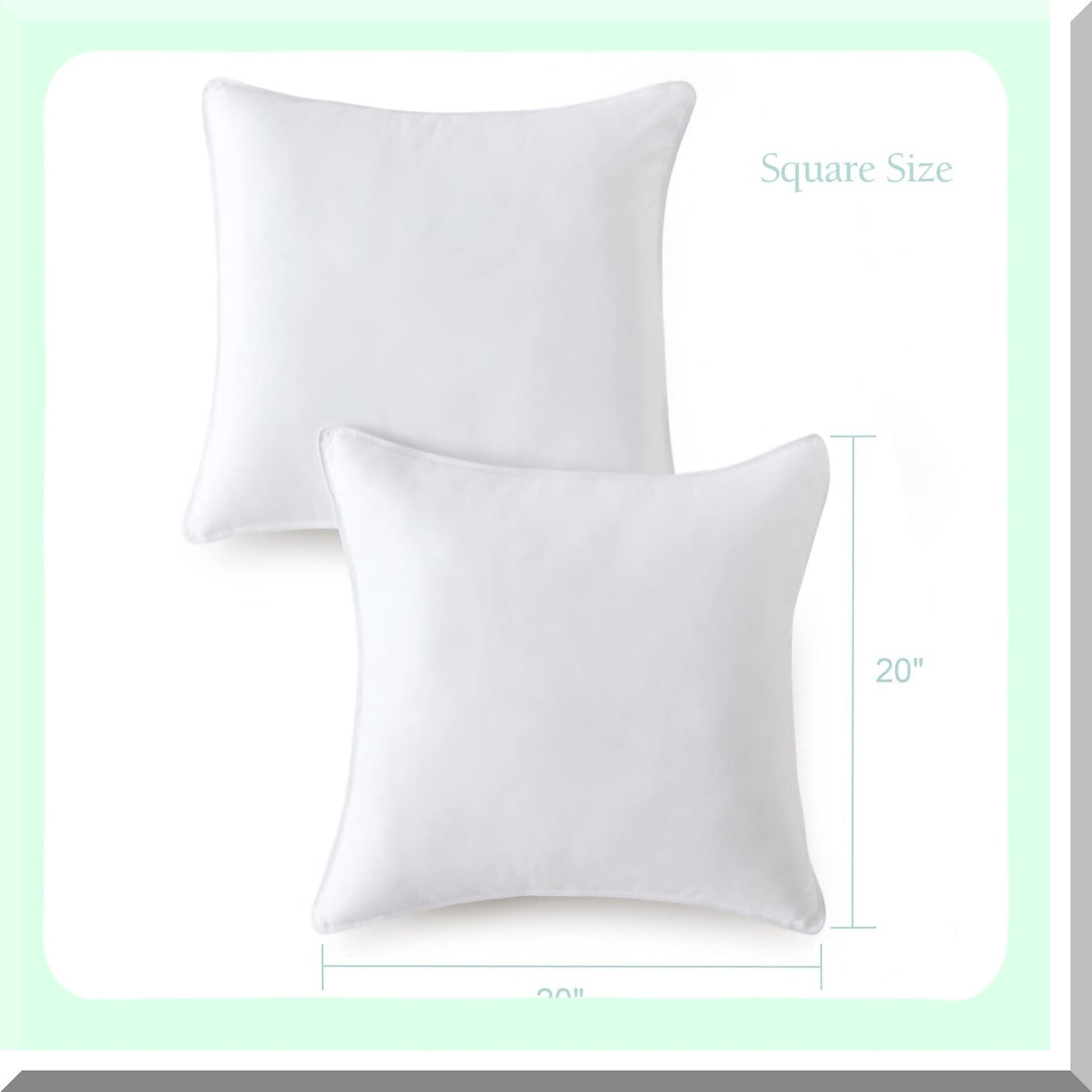 Fluffy Comfort Set - 20x20 Throw Pillow Inserts for Couch & Sofa, Soft Square Form Down Alternative Cushion Decorative Inserts - Pack of 2