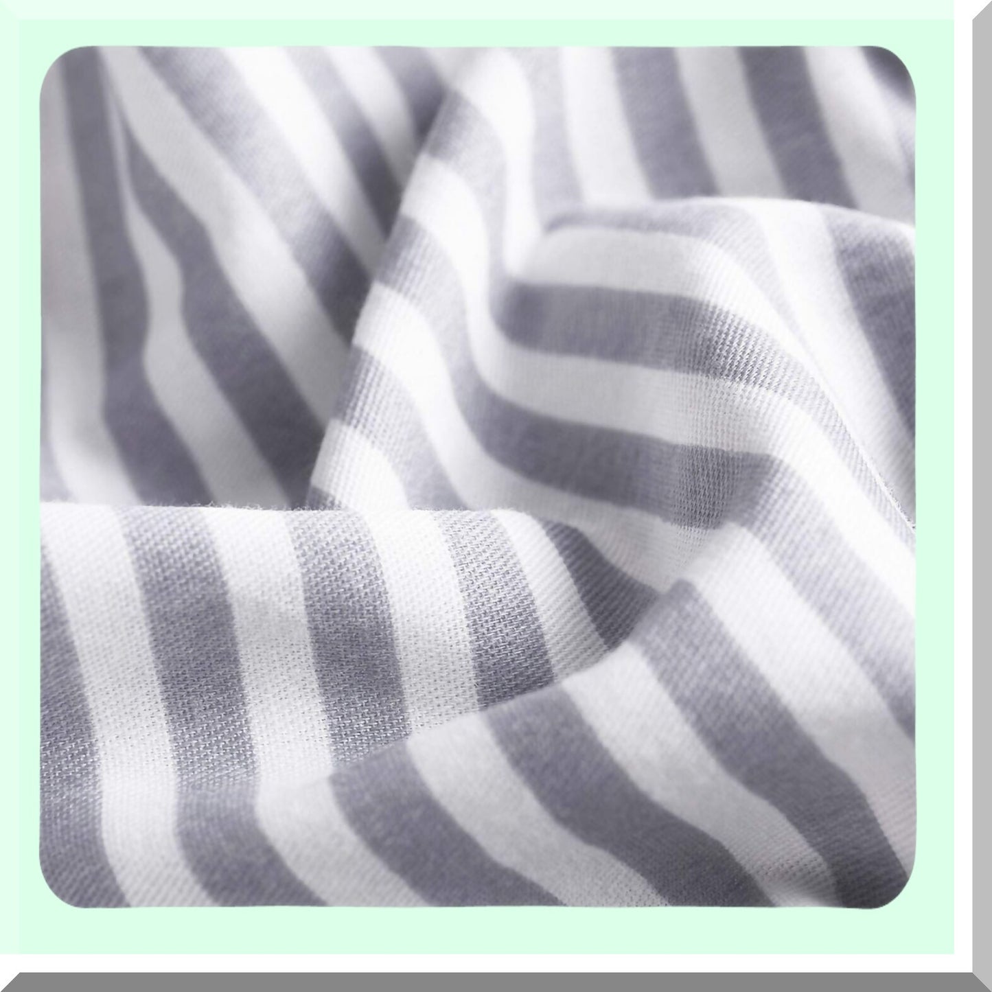 Gray White Stripe Comforter Set - Queen Size 3 Piece Lightweight Cotton Bedding - Neutral Farmhouse Aesthetic for Men and Women - Pinstriped Design