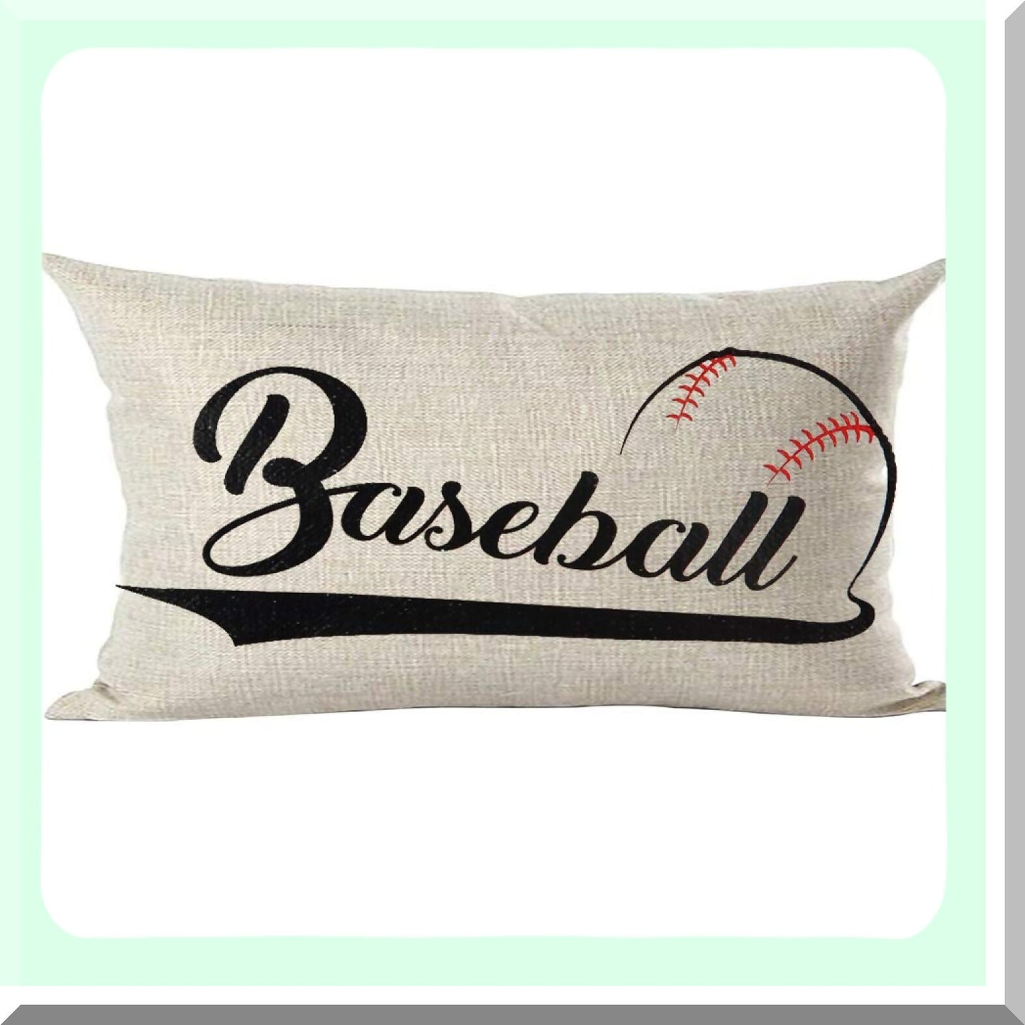 Inspirational Sports Lover Baseball Word Art Decorative Pillow Cover - Black Lumbar Throw Case for Home Living Room Bed Sofa Car - Cotton Linen 12x20"