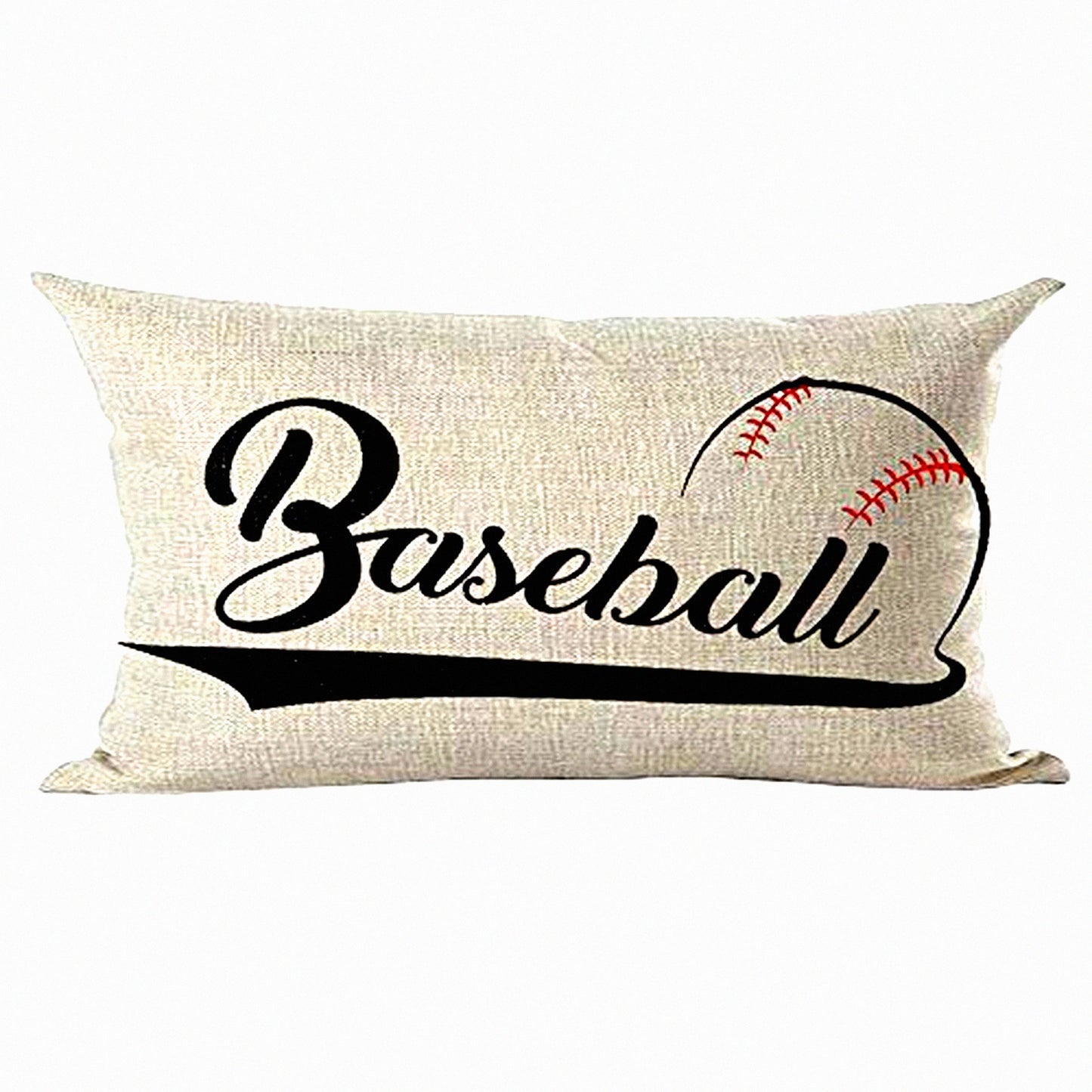 Inspirational Sports Lover Baseball Word Art Decorative Pillow Cover - Black Lumbar Throw Case for Home Living Room Bed Sofa Car - Cotton Linen 12x20"