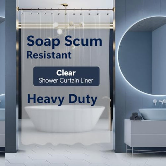Heavy-Duty Clear Vinyl Shower Curtain Liner 72x72