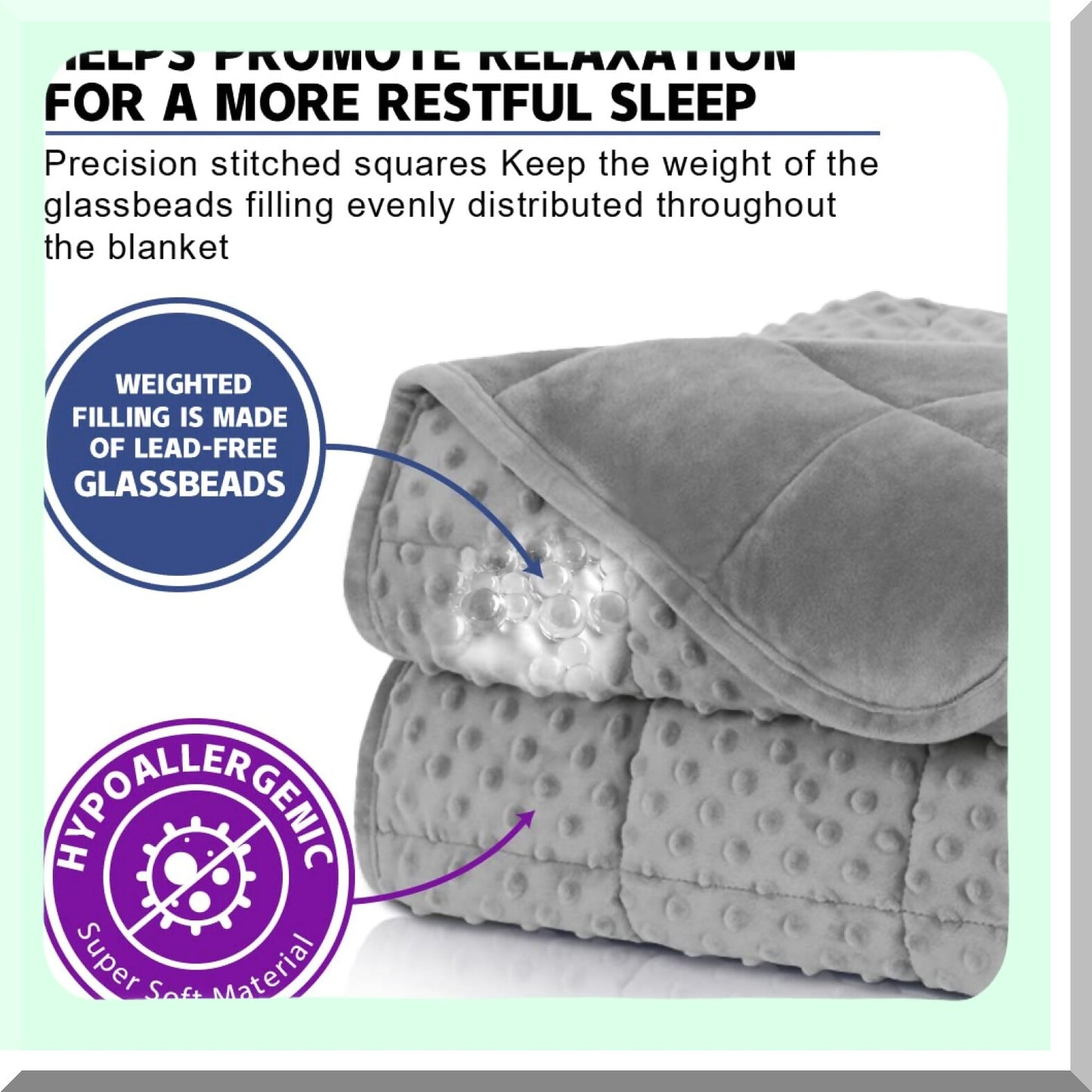 CalmRest Twin Weighted Blanket 15lbs - Soft Minky, Breathable, All-Season Comfort with Premium Glass Beads (48"x78", Gray)"