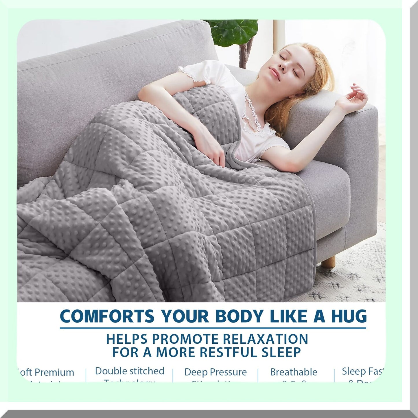 CalmRest Twin Weighted Blanket 15lbs - Soft Minky, Breathable, All-Season Comfort with Premium Glass Beads (48"x78", Gray)"