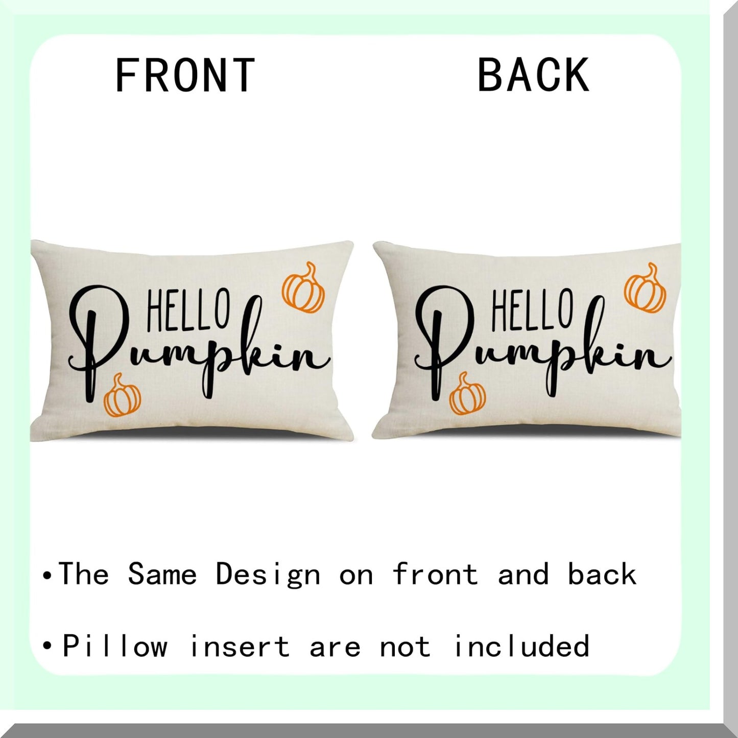 Autumn Harvest Pillow Covers - Hello Pumpkin Fall Decorative Pillowcase for Sofa Couch, Farmhouse Style 12x20 Inch Thanksgiving Cushion Cover