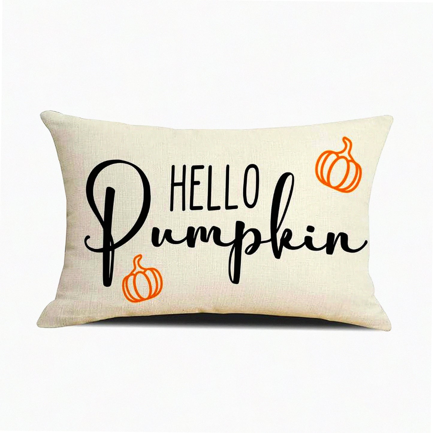 Autumn Harvest Pillow Covers - Hello Pumpkin Fall Decorative Pillowcase for Sofa Couch, Farmhouse Style 12x20 Inch Thanksgiving Cushion Cover