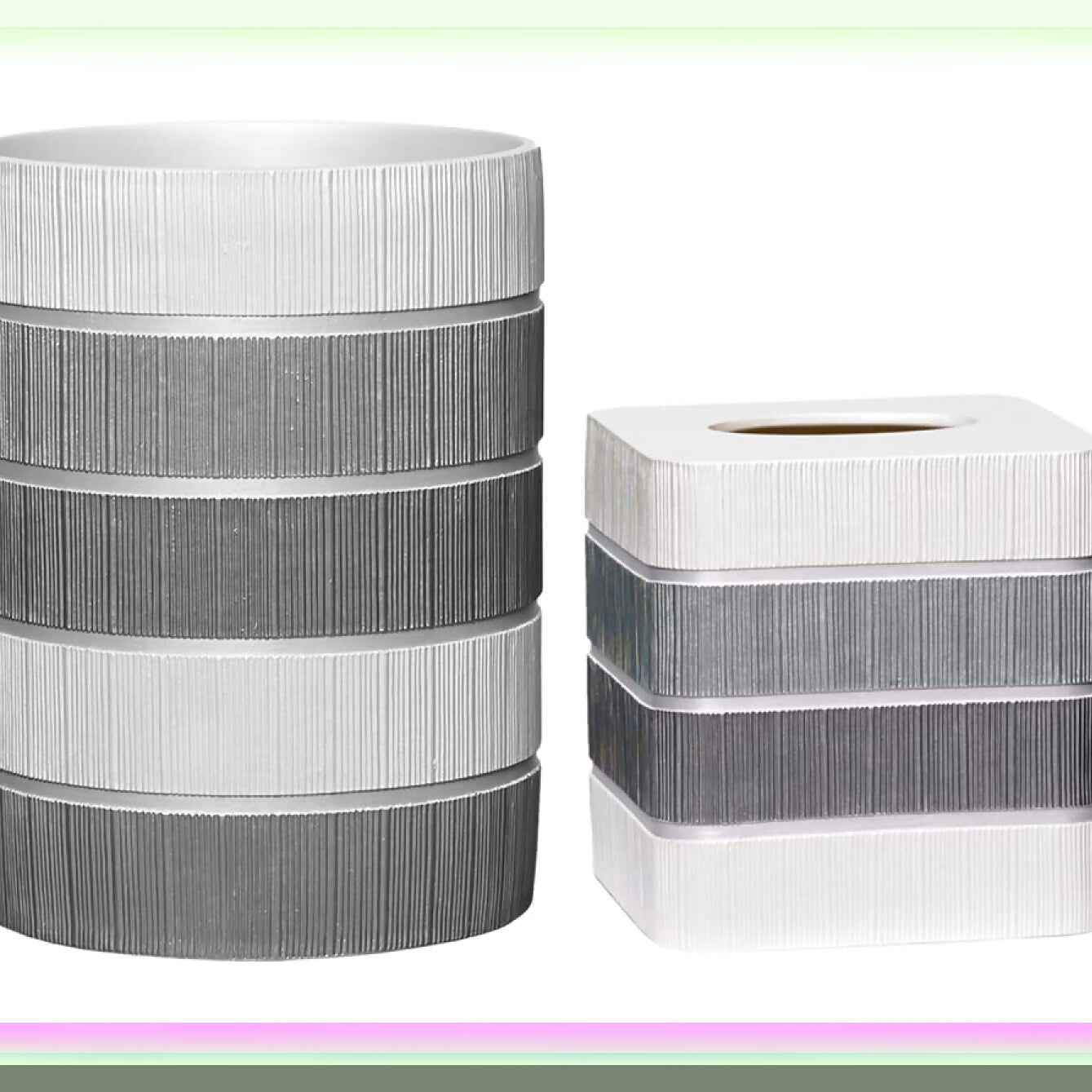 2pc Gray Modern Bath Accessories Set