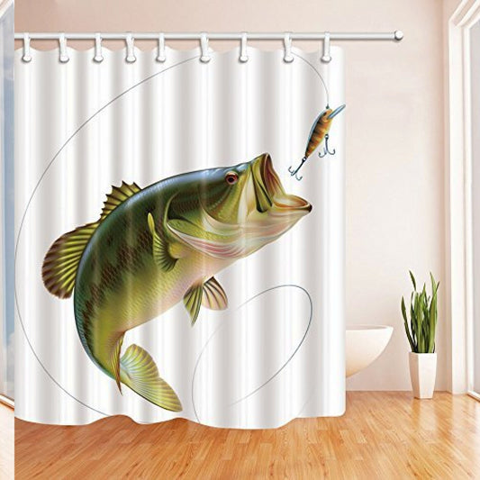 3D Digital Printing Fishing Shower Curtain 69x70 inches
