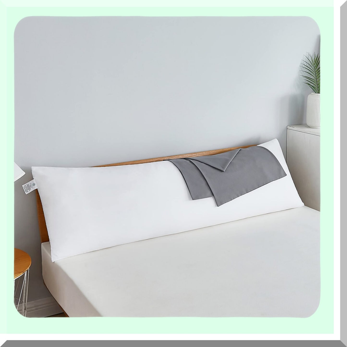 CozyDreams Body Pillow Insert - Fluffy Side Sleeper Support, 20 x 60 with Grey Pillowcase - White - Ultimate Comfort for Sleeping