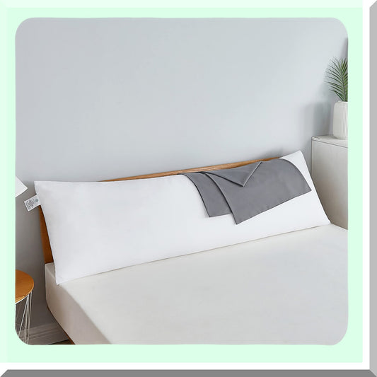 CozyDreams Body Pillow Insert - Fluffy Side Sleeper Support, 20 x 60 with Grey Pillowcase - White - Ultimate Comfort for Sleeping