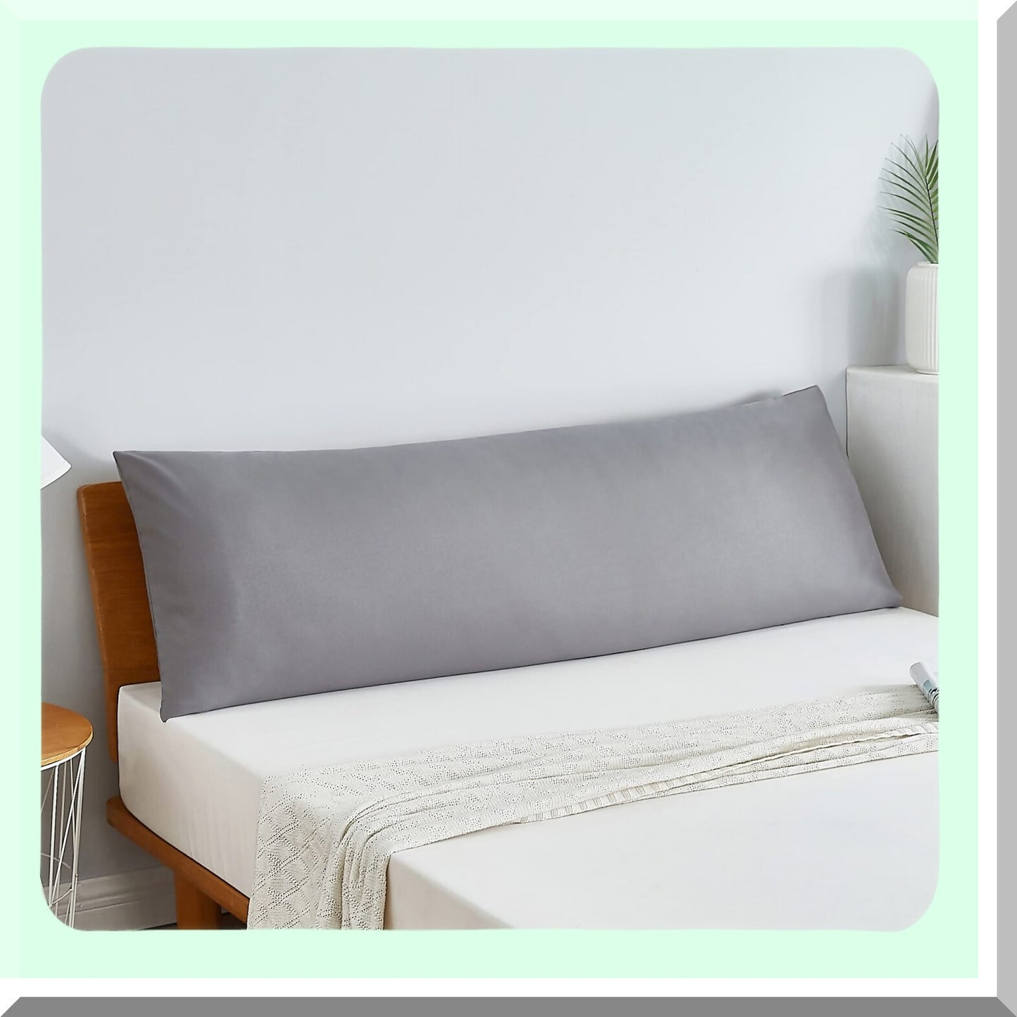 CozyDreams Body Pillow Insert - Fluffy Side Sleeper Support, 20 x 60 with Grey Pillowcase - White - Ultimate Comfort for Sleeping