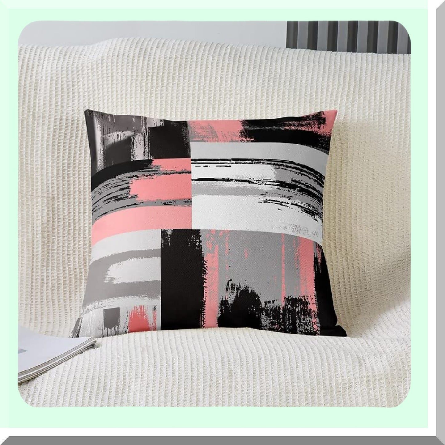 Geometric Harmony Reversible Pillow Covers - Set of 2 Modern Art Square Cushion Covers for Living Room and Bedroom Decor - Pink Grey Black White - 18 x 18-Inch
