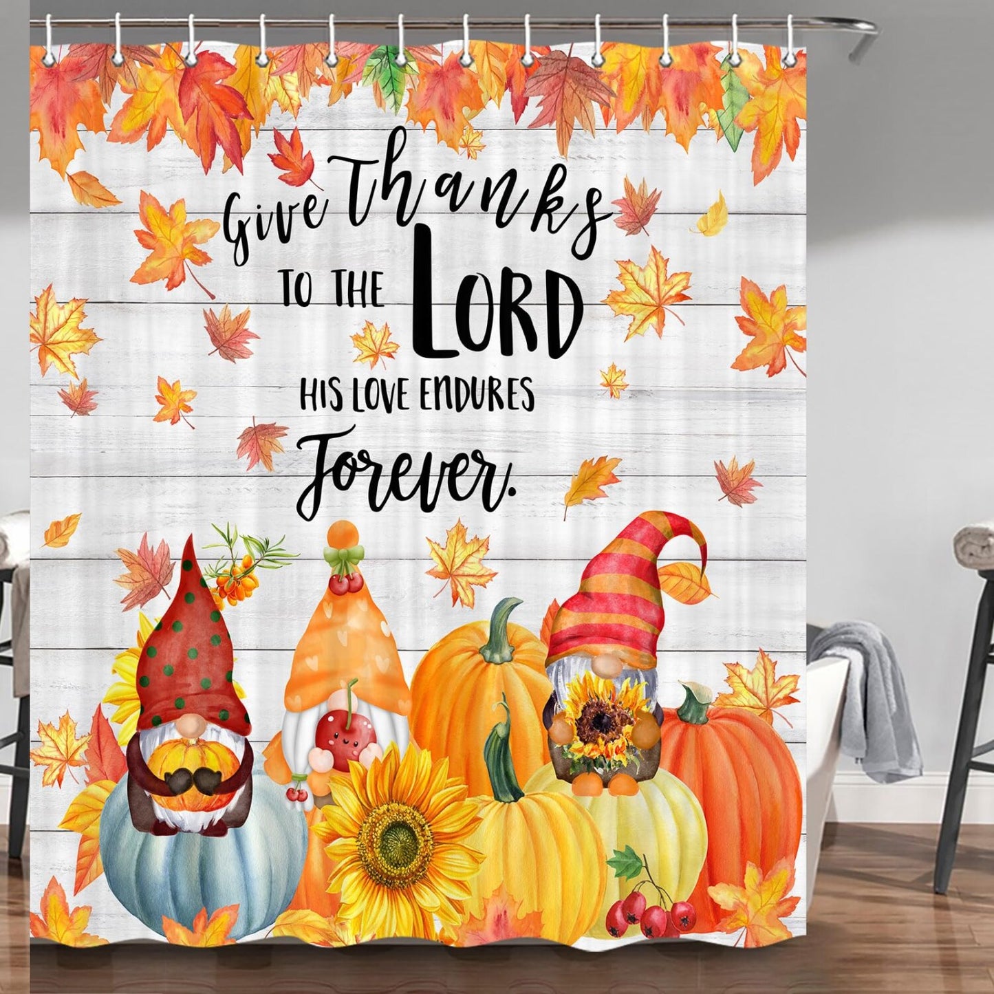 Thanksgiving Farmhouse Fall Pumpkin Shower Curtain 72x72