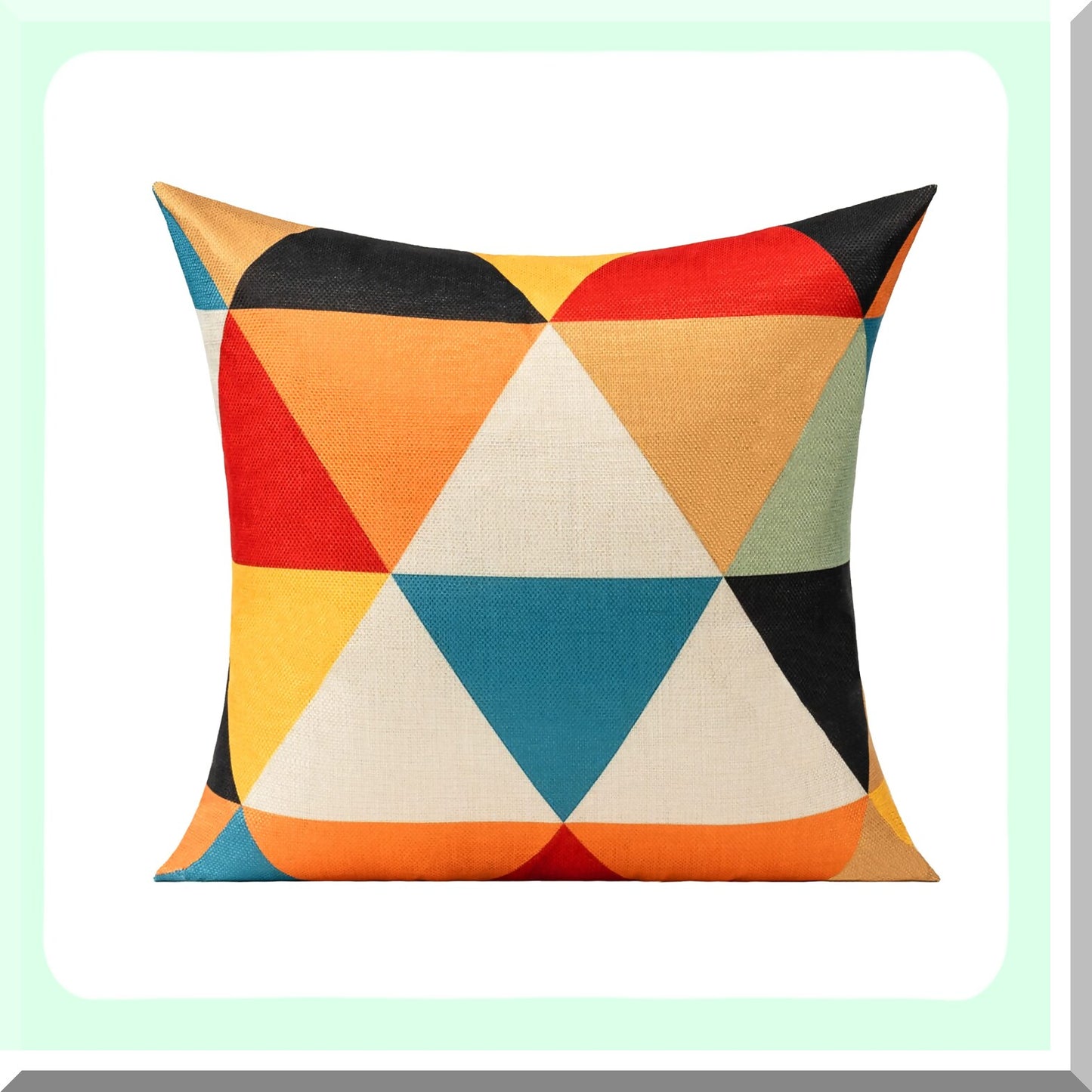 Colorful Geometric Outdoor Fall Pillow Covers - Set of 4 Mid Century Modern Boho Cushion Cases for Patio Furniture & Living Room Decor. Vibrant Yellow & Orange Design, 18x18.