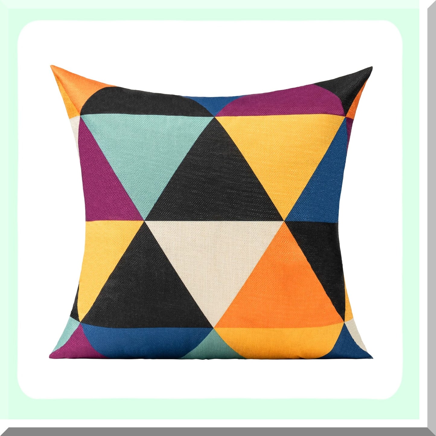 Colorful Geometric Outdoor Fall Pillow Covers - Set of 4 Mid Century Modern Boho Cushion Cases for Patio Furniture & Living Room Decor. Vibrant Yellow & Orange Design, 18x18.