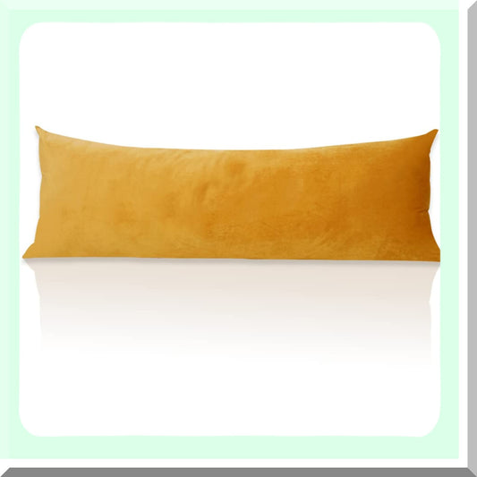 Luxury Velvet Body Pillow Cover - Soft & Cozy Warm Gold Pillowcase - Extra Long 20 x 54 Inches - Premium Quality Bedding - 1 Piece Set