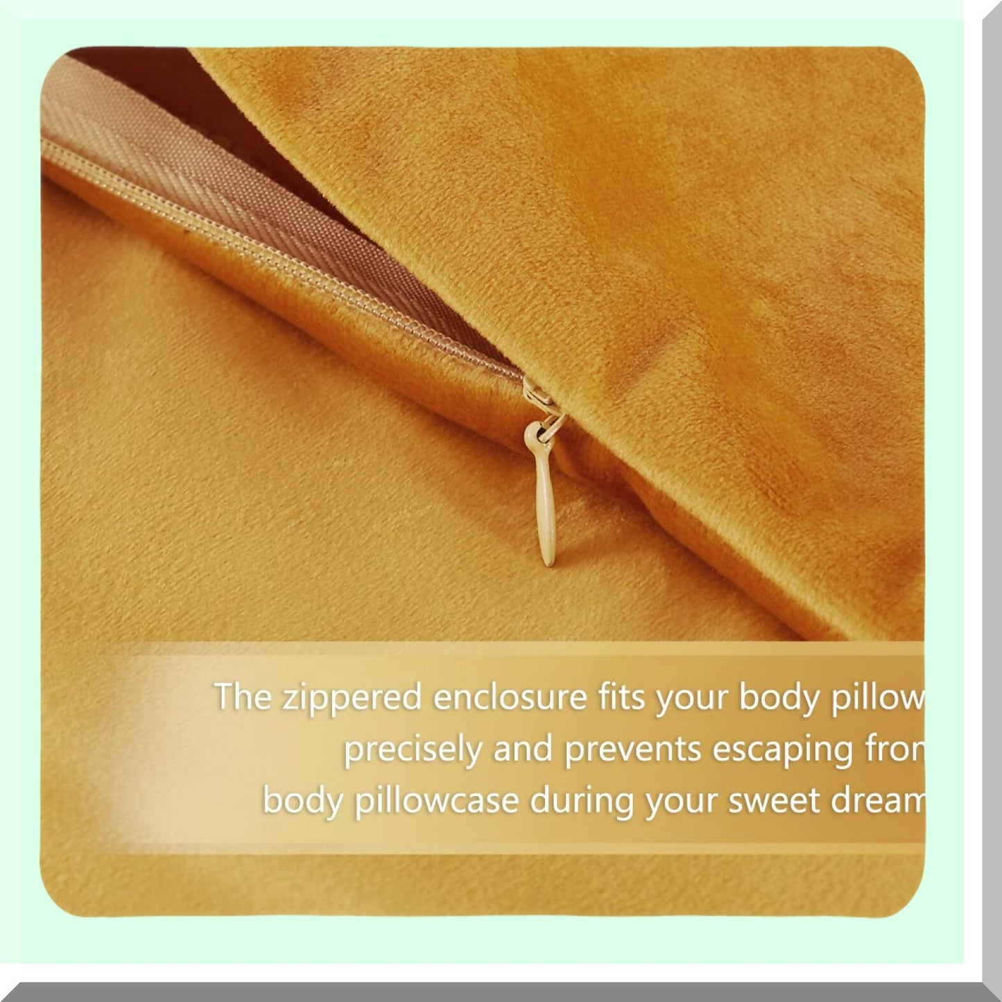 Luxury Velvet Body Pillow Cover - Soft & Cozy Warm Gold Pillowcase - Extra Long 20 x 54 Inches - Premium Quality Bedding - 1 Piece Set