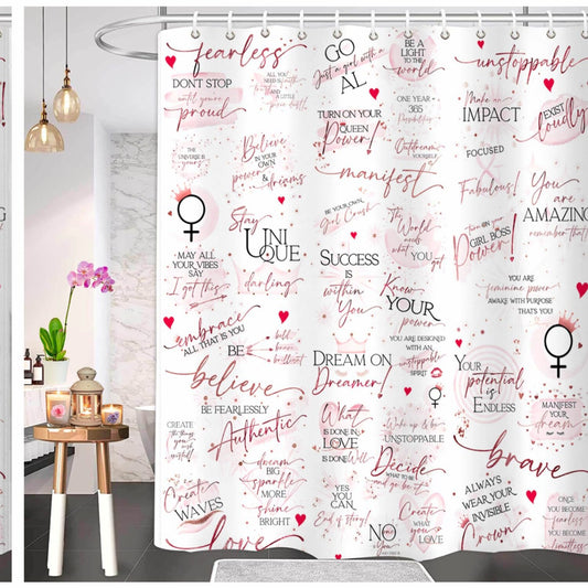 Boss Lady Shower Curtain with Quotes, 71" W x 74" H