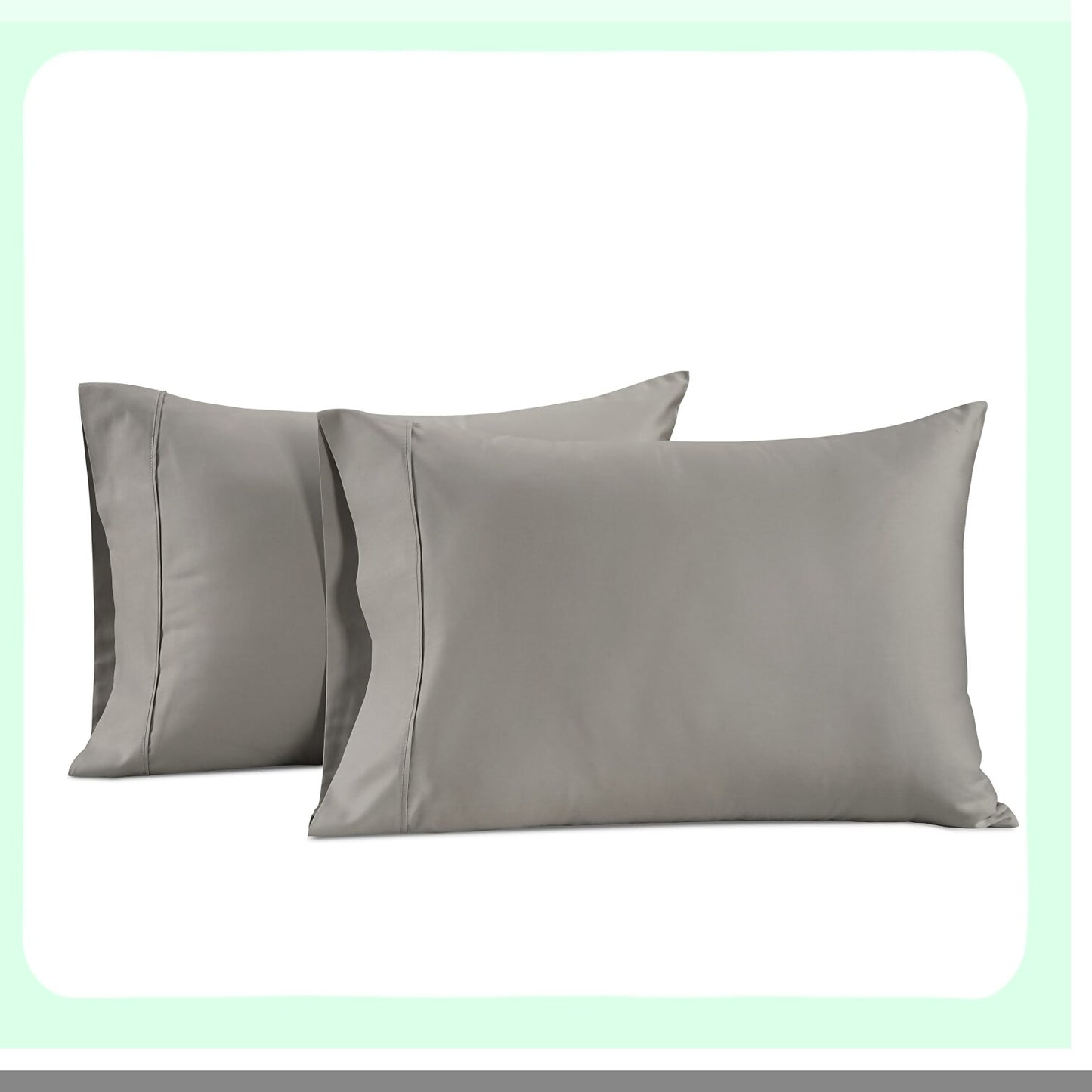Luxury Silky Cotton Pillowcase Set - 600 Thread Count Hotel Quality Breathable Pillow Covers for Hair - Standard Size 20x30 Inches - Silver Gray - Pack of 2