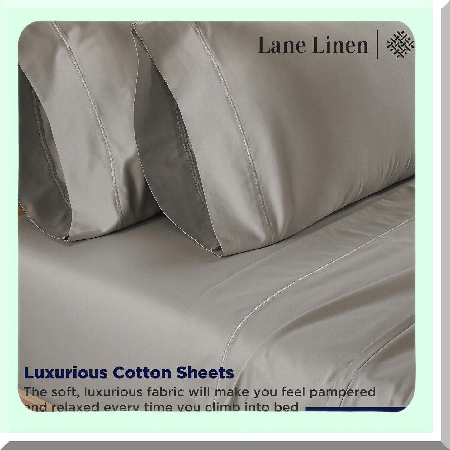 Luxury Silky Cotton Pillowcase Set - 600 Thread Count Hotel Quality Breathable Pillow Covers for Hair - Standard Size 20x30 Inches - Silver Gray - Pack of 2