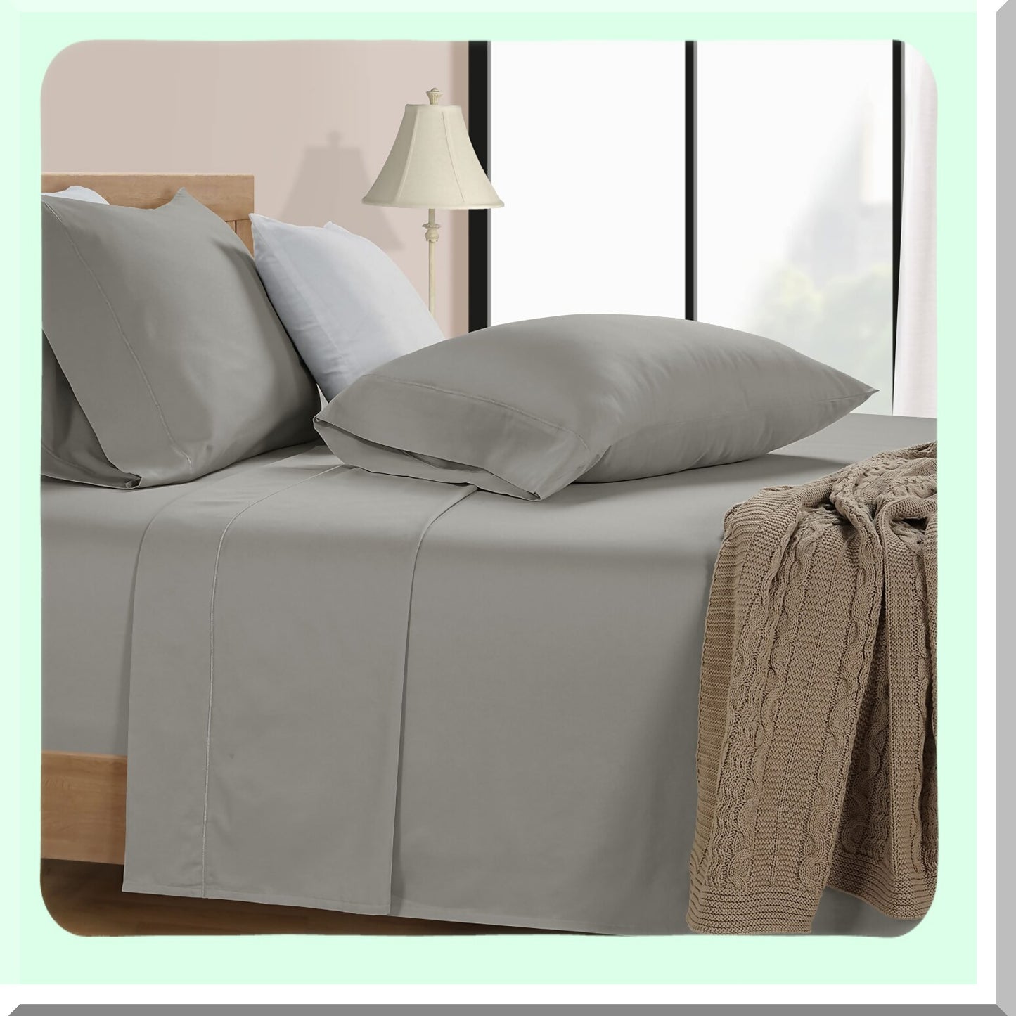 Luxury Silky Cotton Pillowcase Set - 600 Thread Count Hotel Quality Breathable Pillow Covers for Hair - Standard Size 20x30 Inches - Silver Gray - Pack of 2