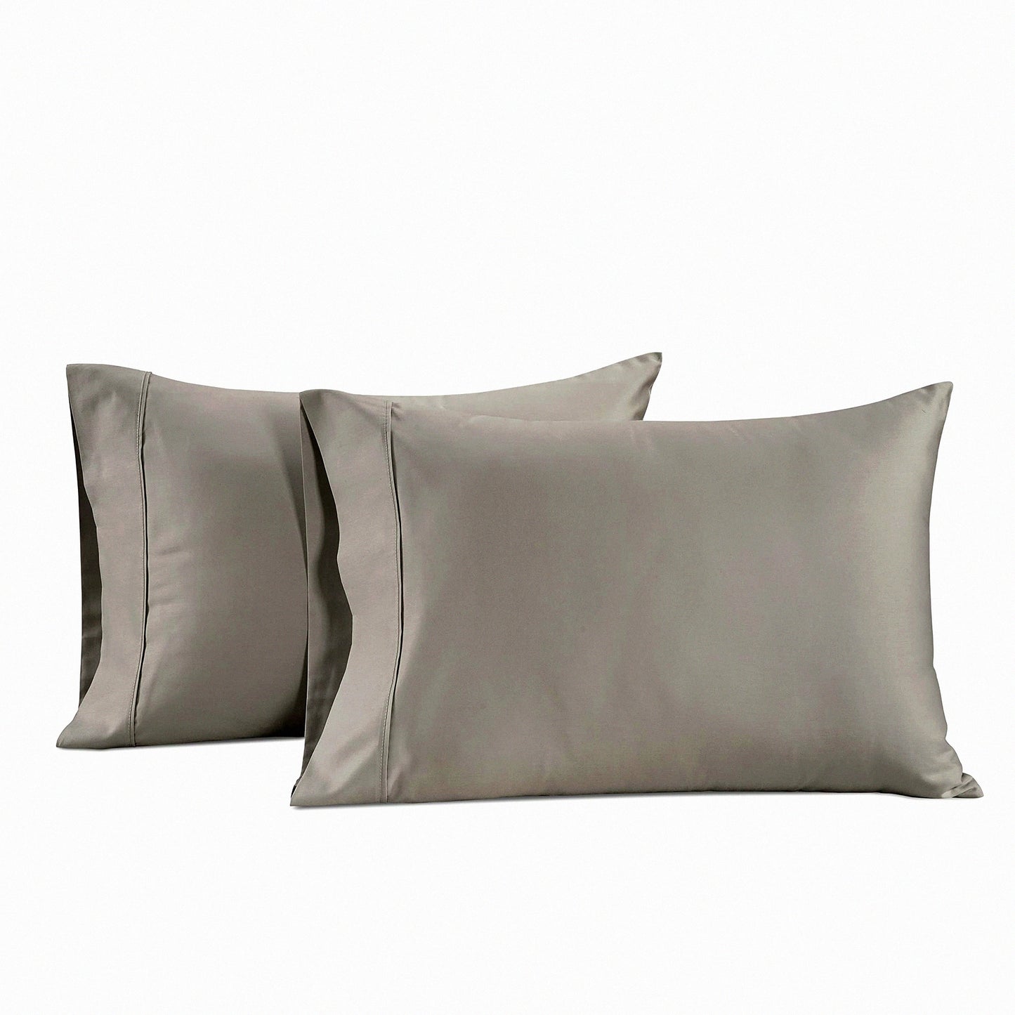 Luxury Silky Cotton Pillowcase Set - 600 Thread Count Hotel Quality Breathable Pillow Covers for Hair - Standard Size 20x30 Inches - Silver Gray - Pack of 2