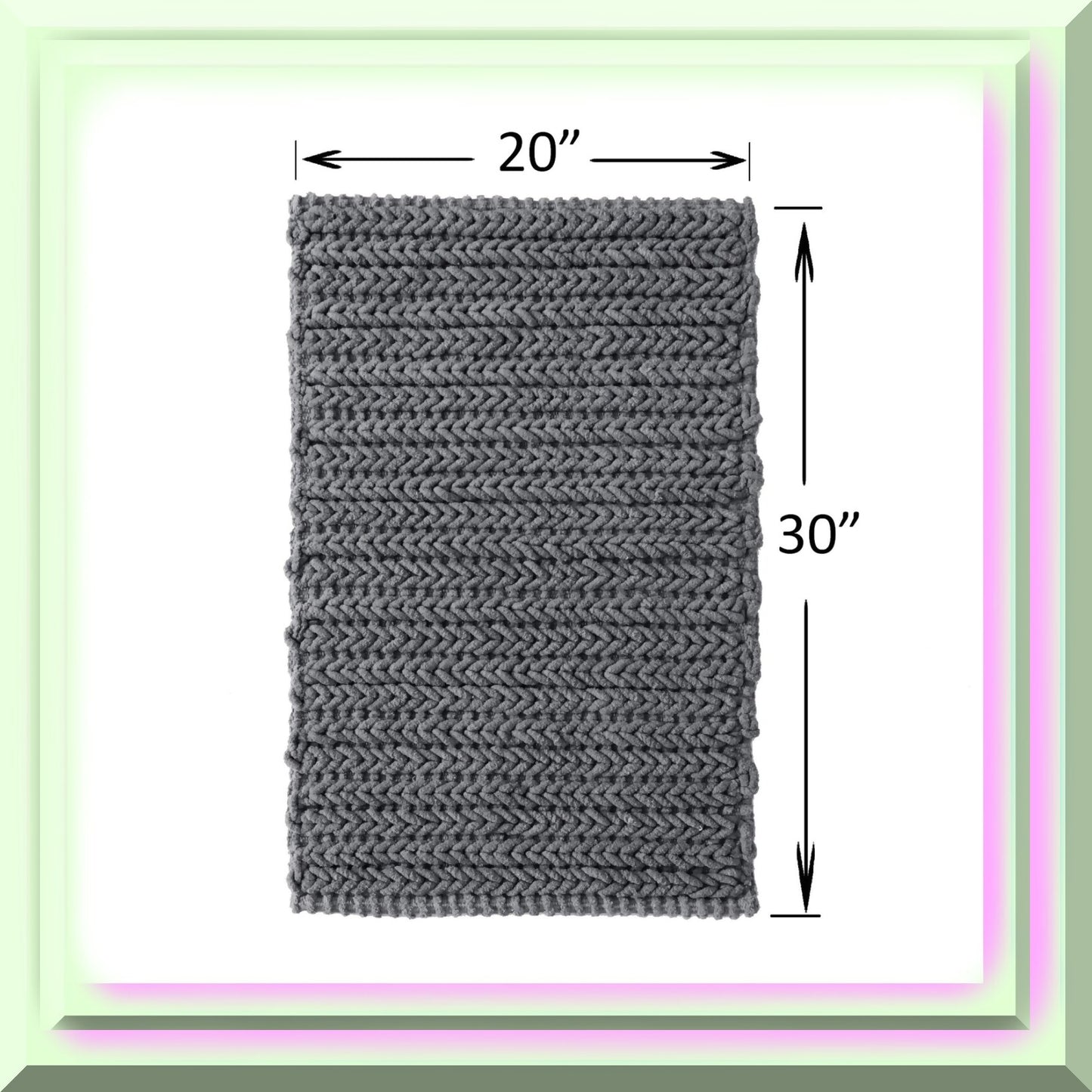 Lo 100% Cotton Chenille Chain Woven Bath Rug 20x30 Charcoal