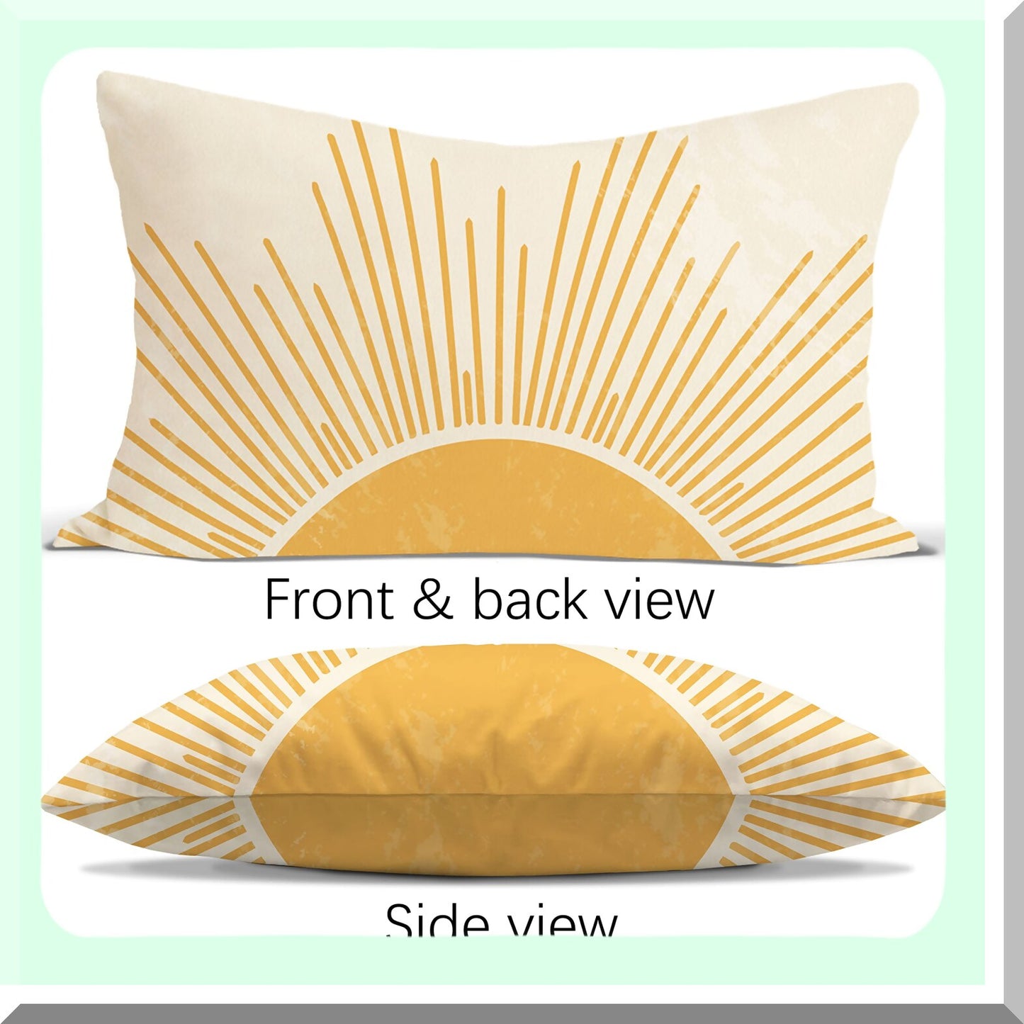 Sunshine Boho Lumbar Pillow - Yellow Sunset Sunrise Decor for Home Bedroom - 12 x 20 Throw Pillow Cover - Hello Sunshine Sun Theme