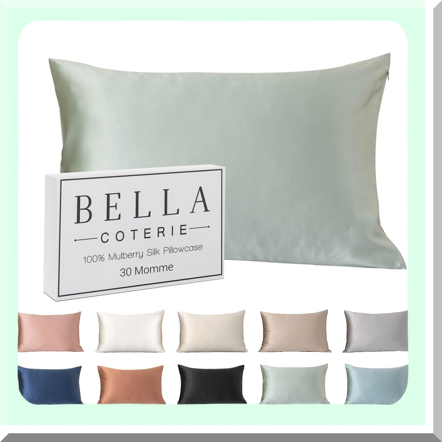 SilkLux Hair-Saving Pillowcase - 30 Momme 100% Pure Mulberry Silk - Super Soft & Plush Queen Size - Sage Green - Premium Quality Silk Bedding