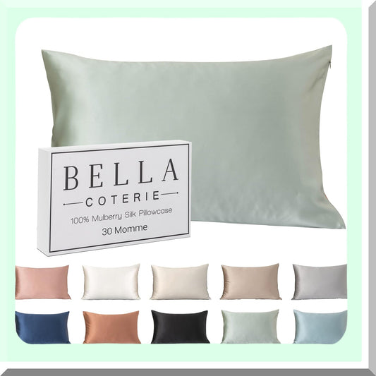 SilkLux Hair-Saving Pillowcase - 30 Momme 100% Pure Mulberry Silk - Super Soft & Plush Queen Size - Sage Green - Premium Quality Silk Bedding