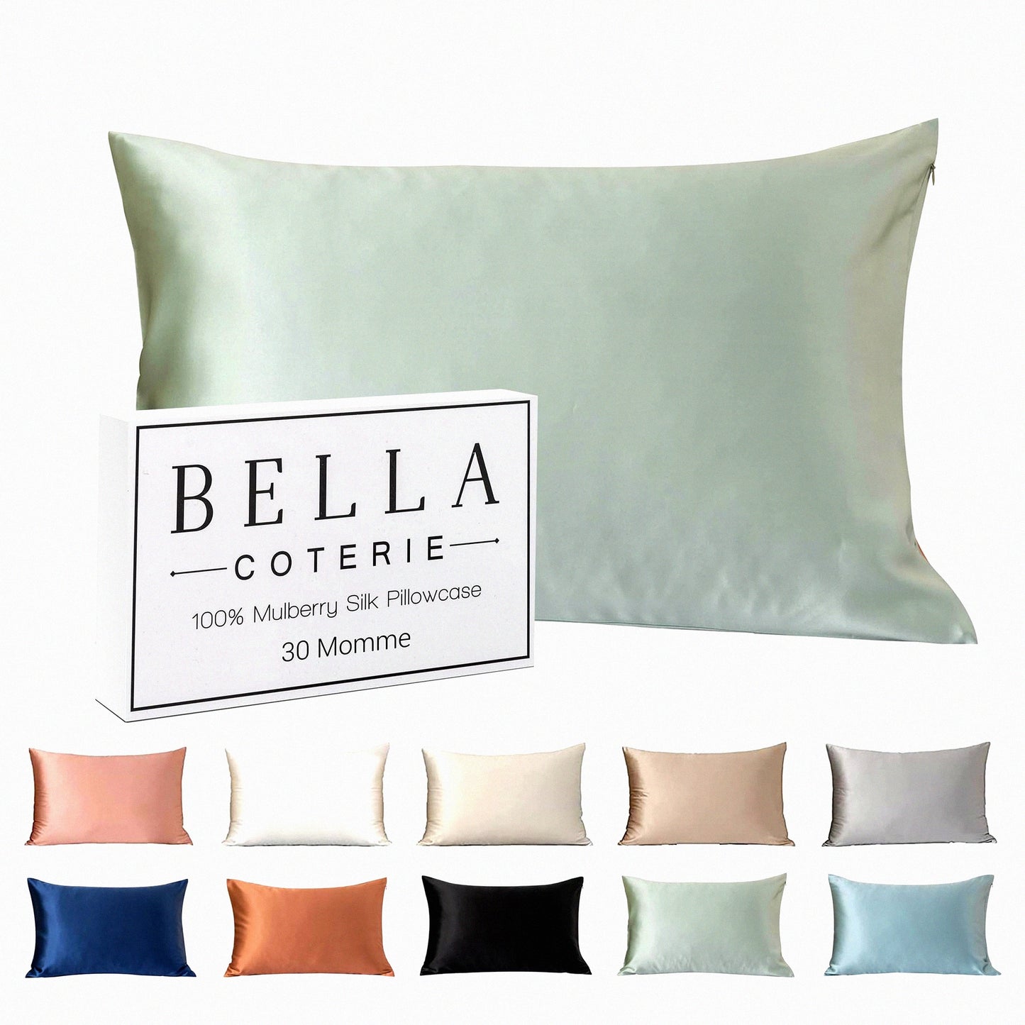 SilkLux Hair-Saving Pillowcase - 30 Momme 100% Pure Mulberry Silk - Super Soft & Plush Queen Size - Sage Green - Premium Quality Silk Bedding