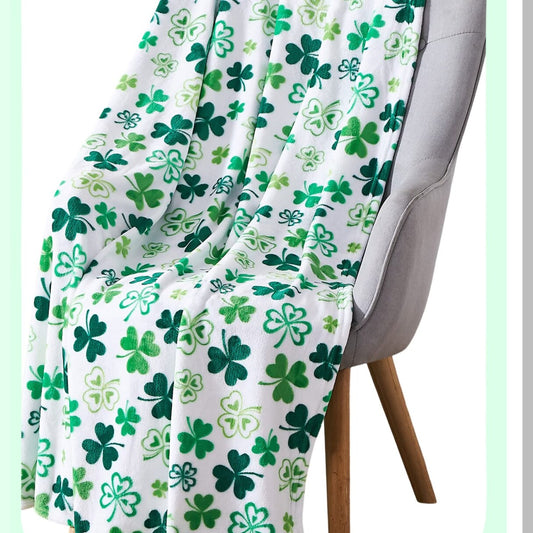 Emerald Isle Cozy Throw: Irish Clovers & Shamrocks Design