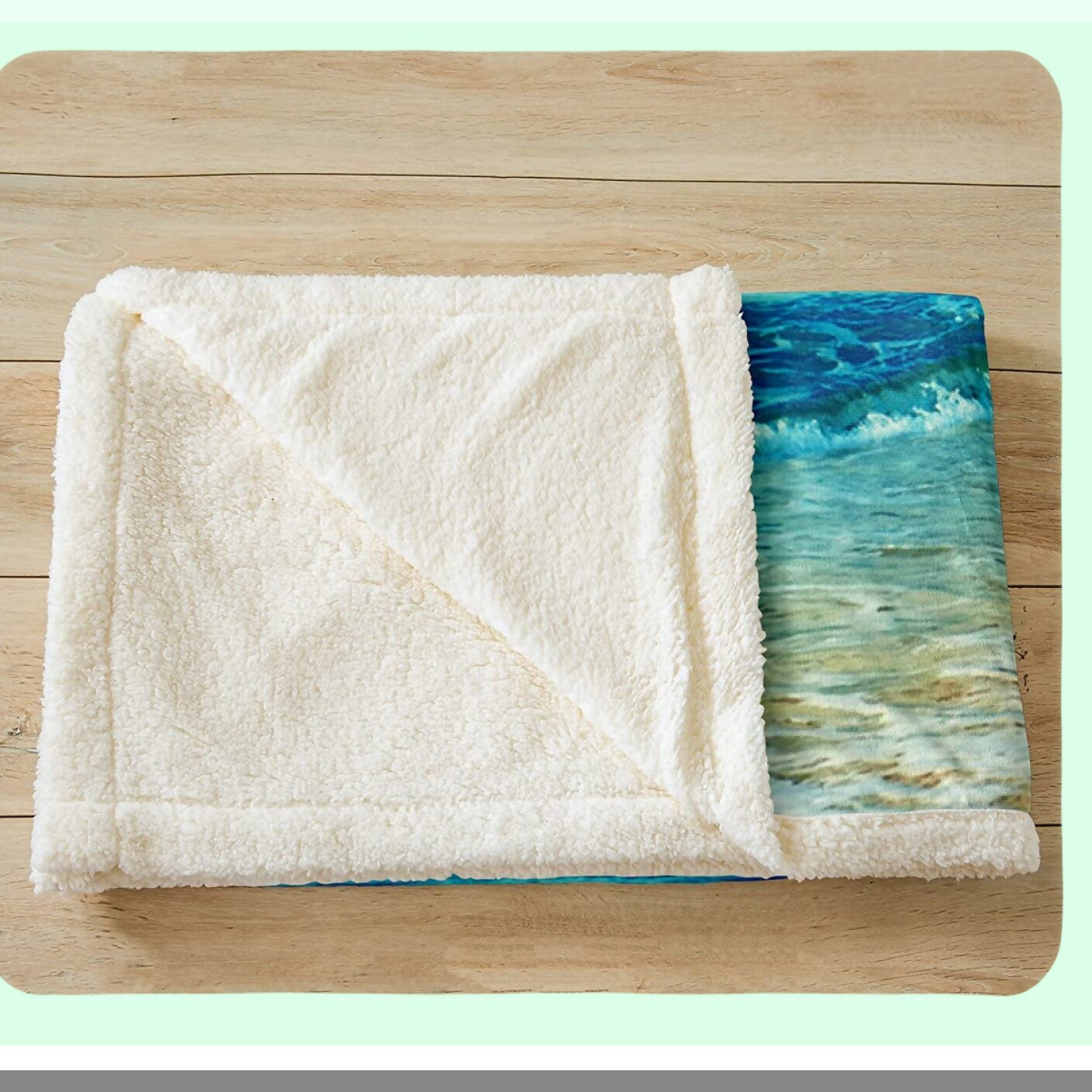 Ocean Breeze Tropical Fleece Throw - Soft & Cozy Sherpa Blanket for Bed & Couch, Perfect for Girls, Women, Kids & Adults - Blue Sea Palm Tree Design, 87"x95""