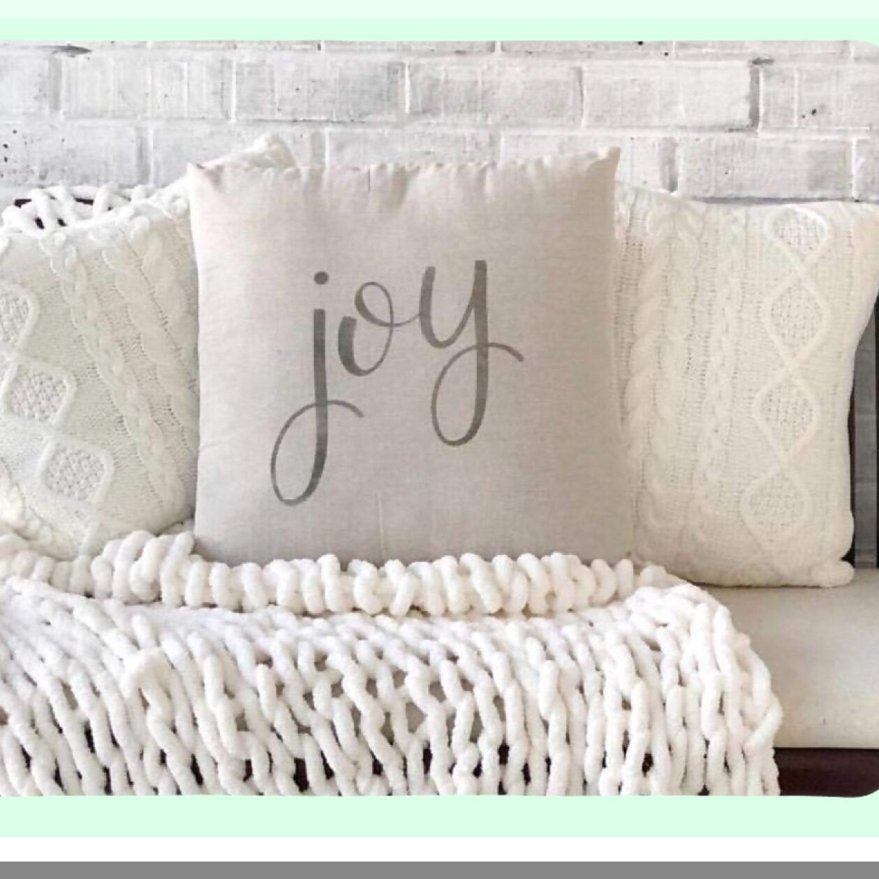 Cozy Farmhouse Christmas Knit Pillow Cover - Cream 18x18 - Decorative Sweater Cushion for Couch & Bed - Warm Home Accent Square Case