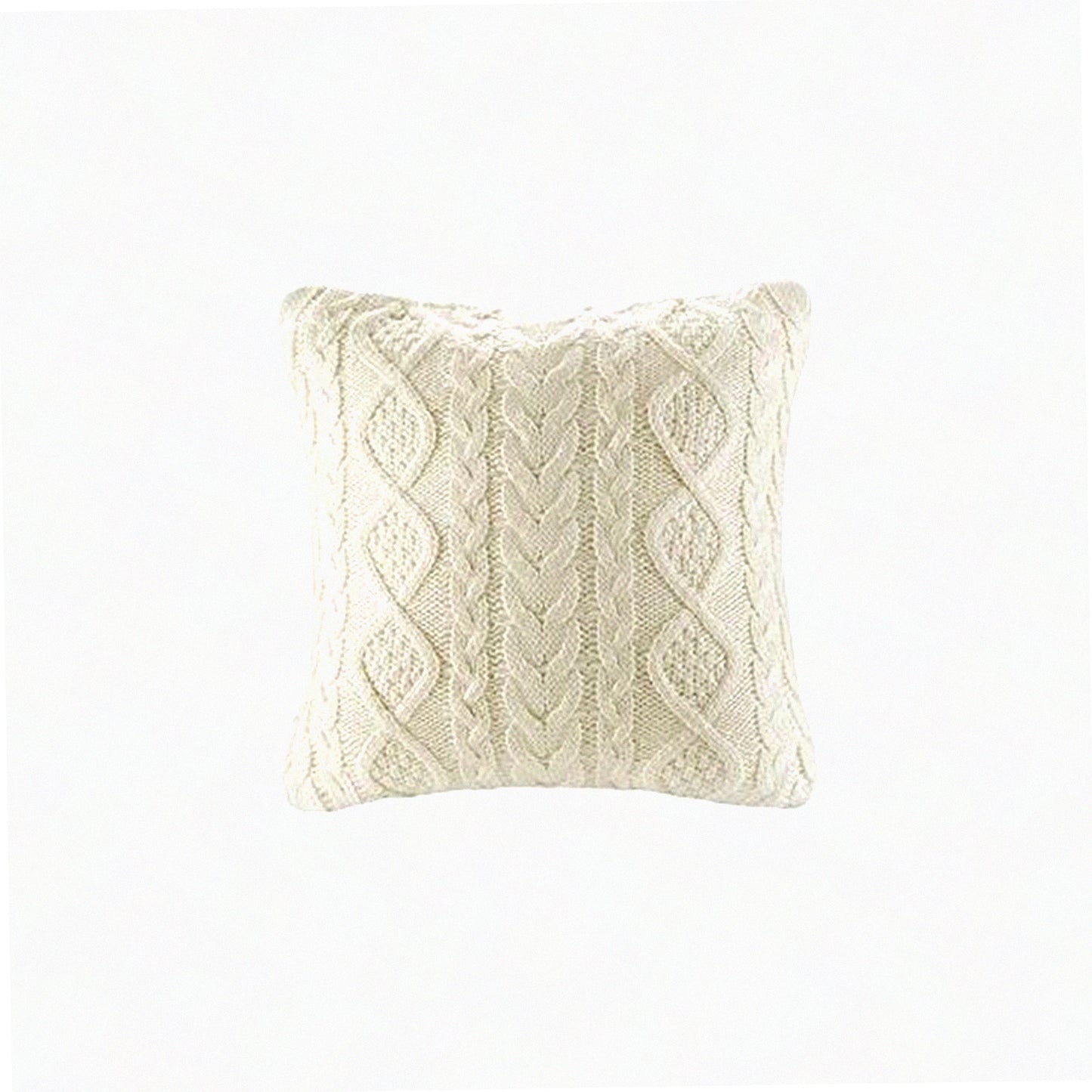 Cozy Farmhouse Christmas Knit Pillow Cover - Cream 18x18 - Decorative Sweater Cushion for Couch & Bed - Warm Home Accent Square Case