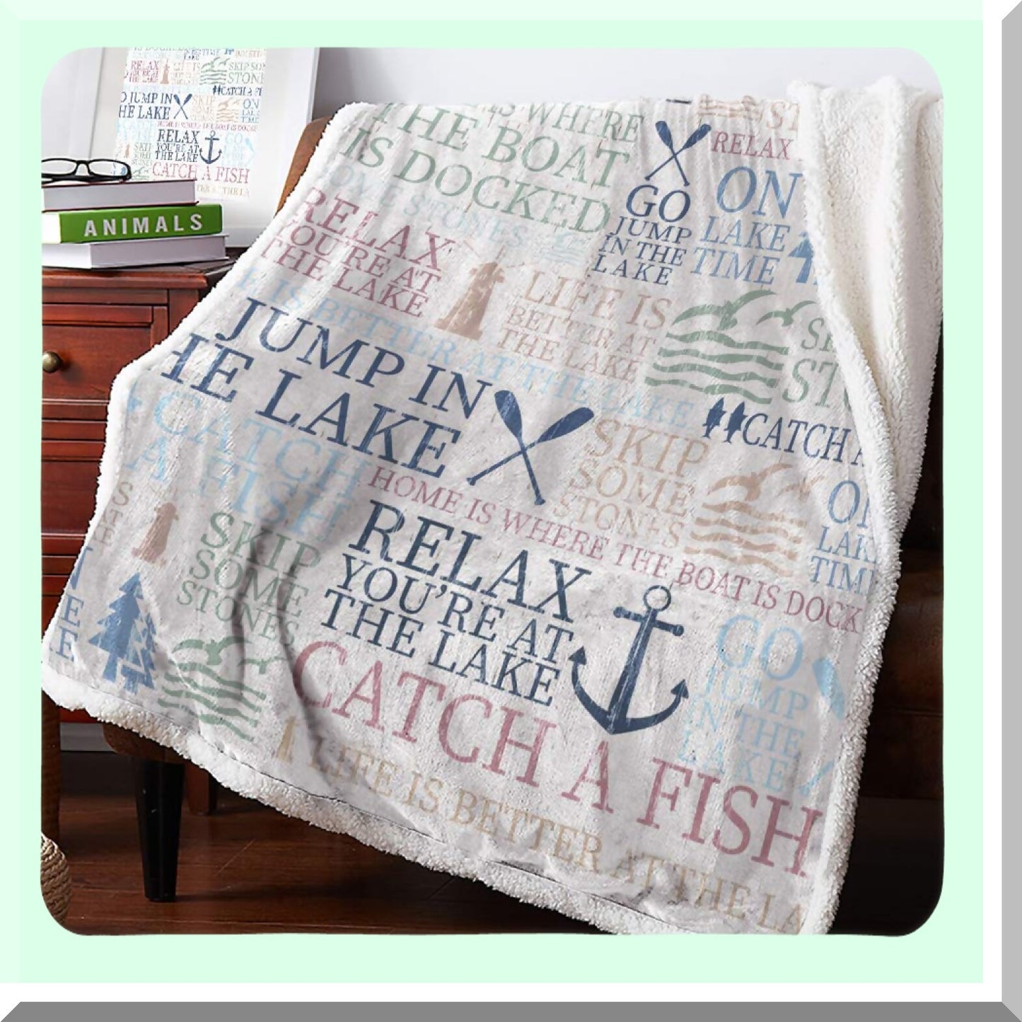 Nautical Comfort Ultra Soft Reversible Throw Blanket - 50"x60" Lamb Cashmere for Bed/Couch, Lake Life Sailboat Design