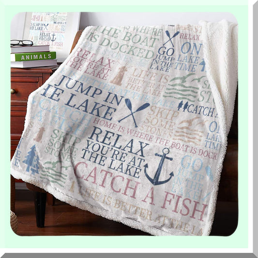 Nautical Comfort Ultra Soft Reversible Throw Blanket - 50"x60" Lamb Cashmere for Bed/Couch, Lake Life Sailboat Design