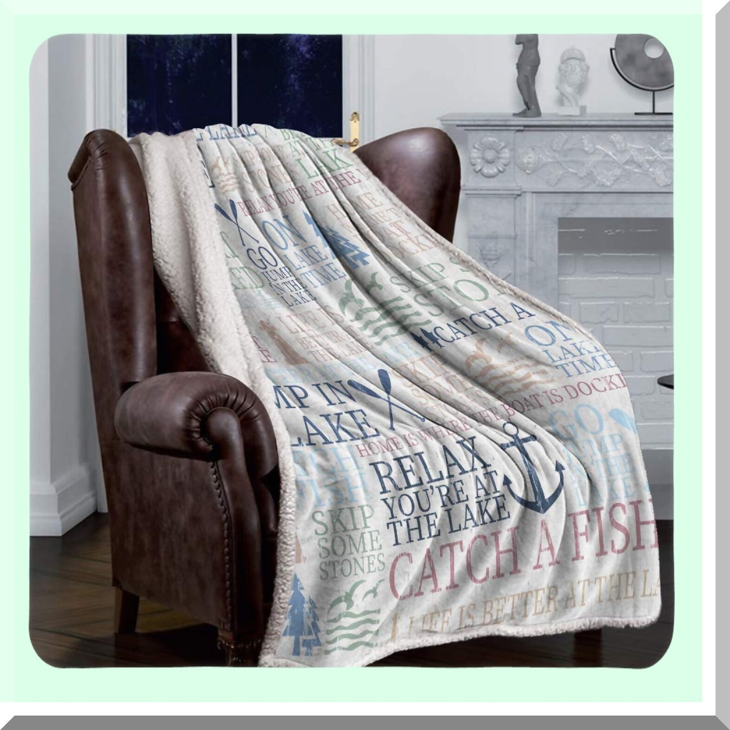 Nautical Comfort Ultra Soft Reversible Throw Blanket - 50"x60" Lamb Cashmere for Bed/Couch, Lake Life Sailboat Design