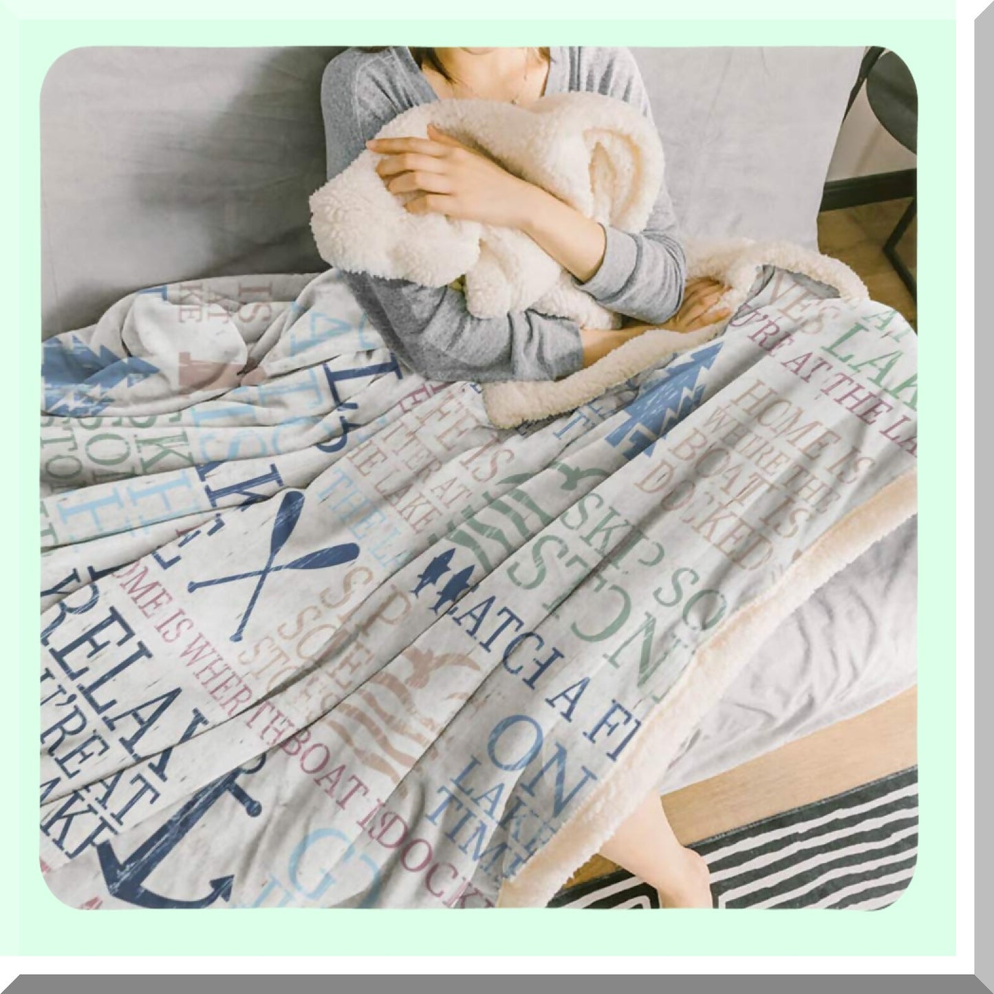 Nautical Comfort Ultra Soft Reversible Throw Blanket - 50"x60" Lamb Cashmere for Bed/Couch, Lake Life Sailboat Design