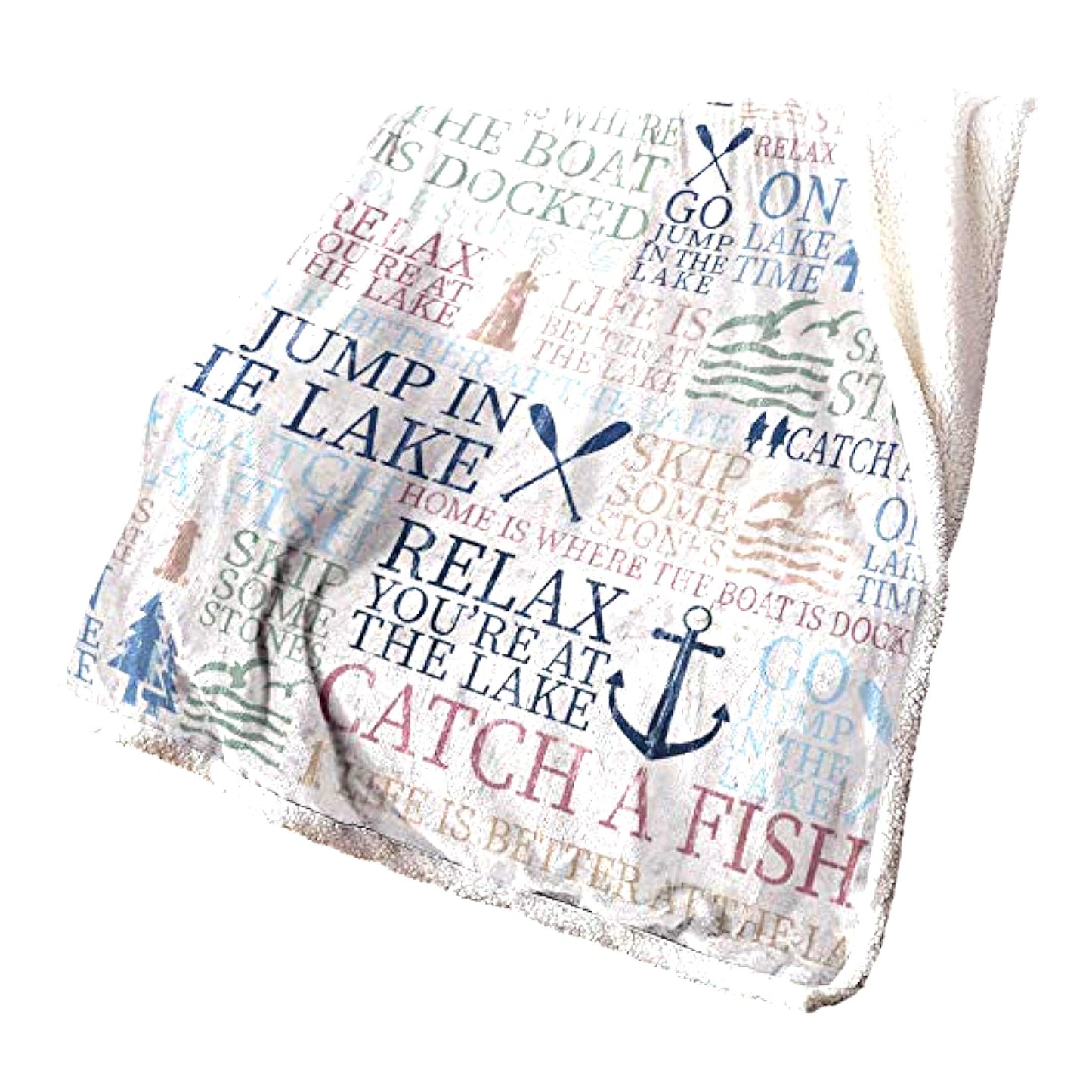 Nautical Comfort Ultra Soft Reversible Throw Blanket - 50"x60" Lamb Cashmere for Bed/Couch, Lake Life Sailboat Design
