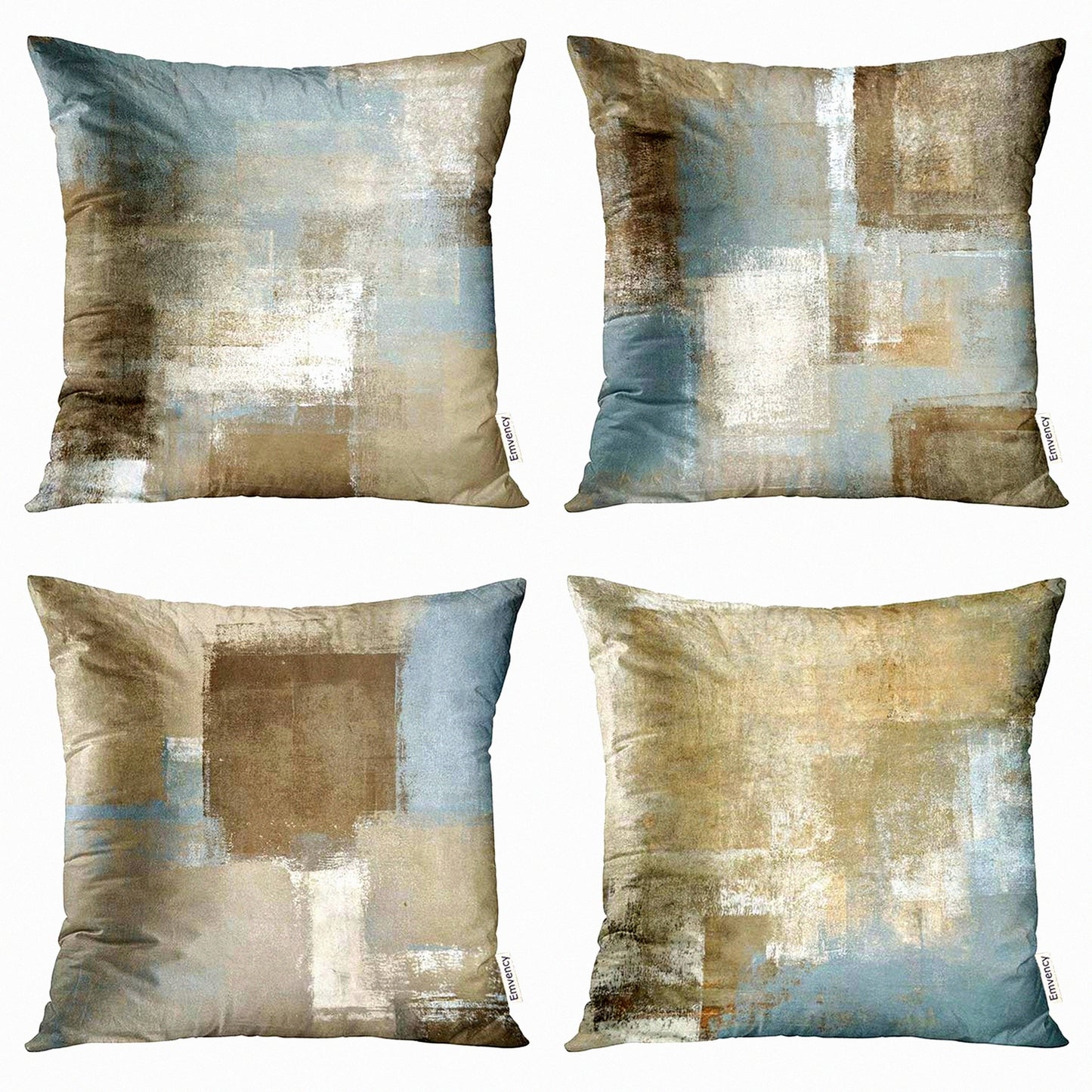 Abstract Art Decor Pillow Covers - Set of 4 Grey & Beige Modern Home Square Cushion Cases 20x20 Inches - Sofa Decorative Throw Pillowcases