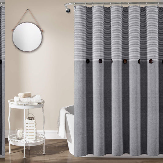 Gray Linen Woven Cotton Shower Curtain 72" x 72"